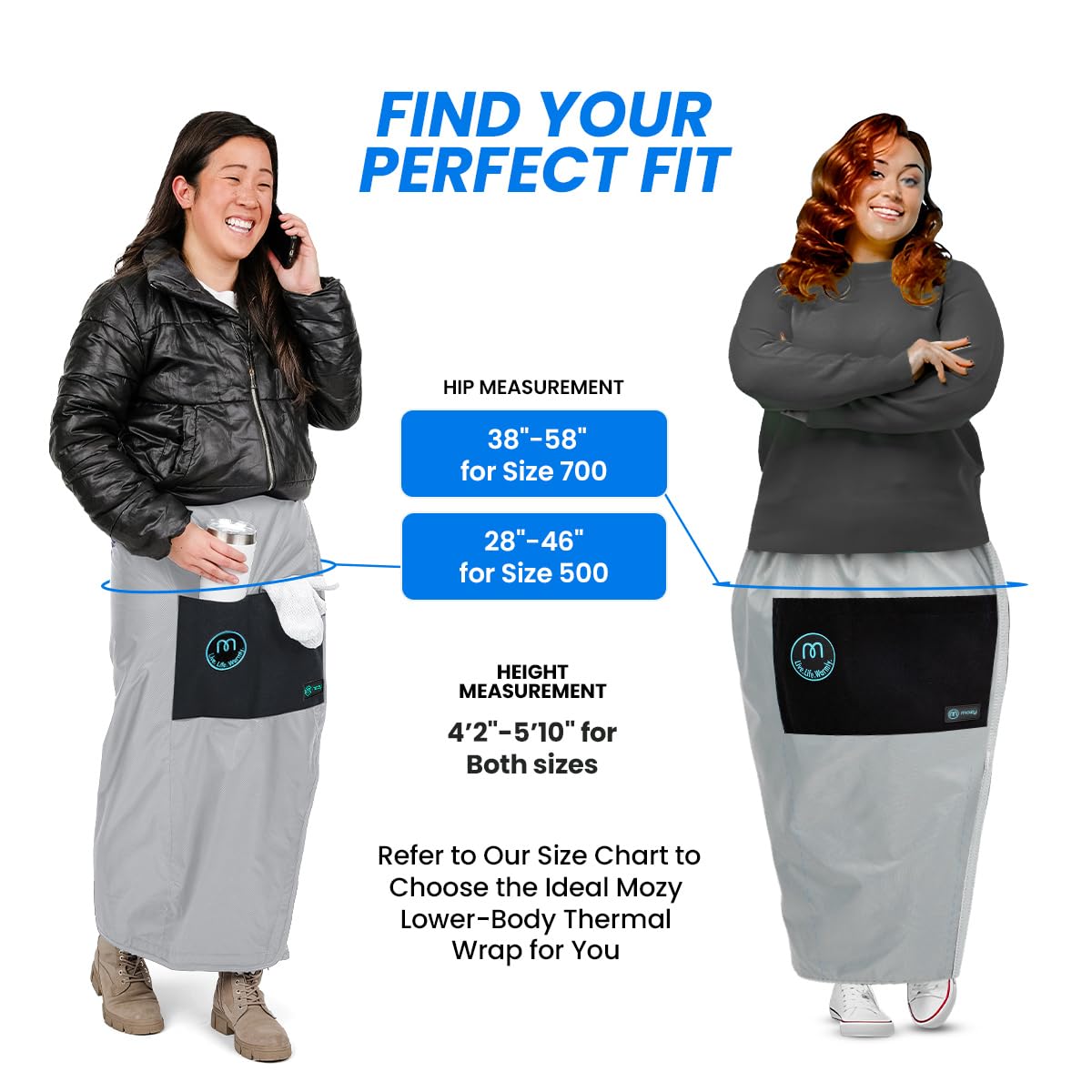 Mozy Wearable & Weatherproof Outdoor Blanket - Lower Body Thermal Wrap for Superior Warmth | Perfect for Camping, Hiking, and Winter Sports | Waterproof & Windproof Travel Blanket