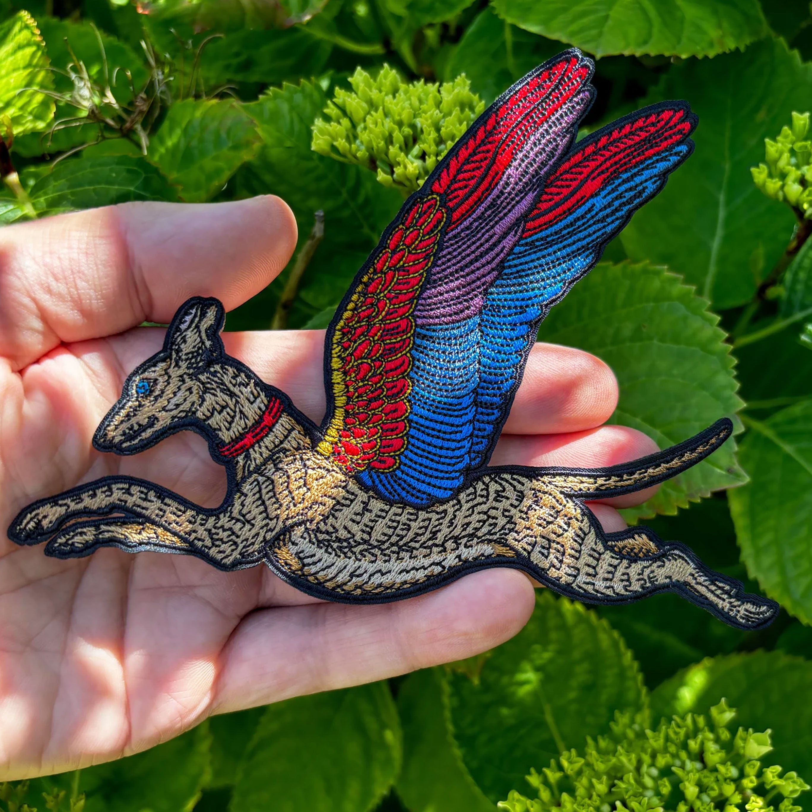 House of Hawks Bright Wing Flying Hound Fabric Patch - Embroidered Iron-On Applique for Jackets, Bags & DIY Crafts - Perfect for Costumes, Cosplay & Fashion Upgrades