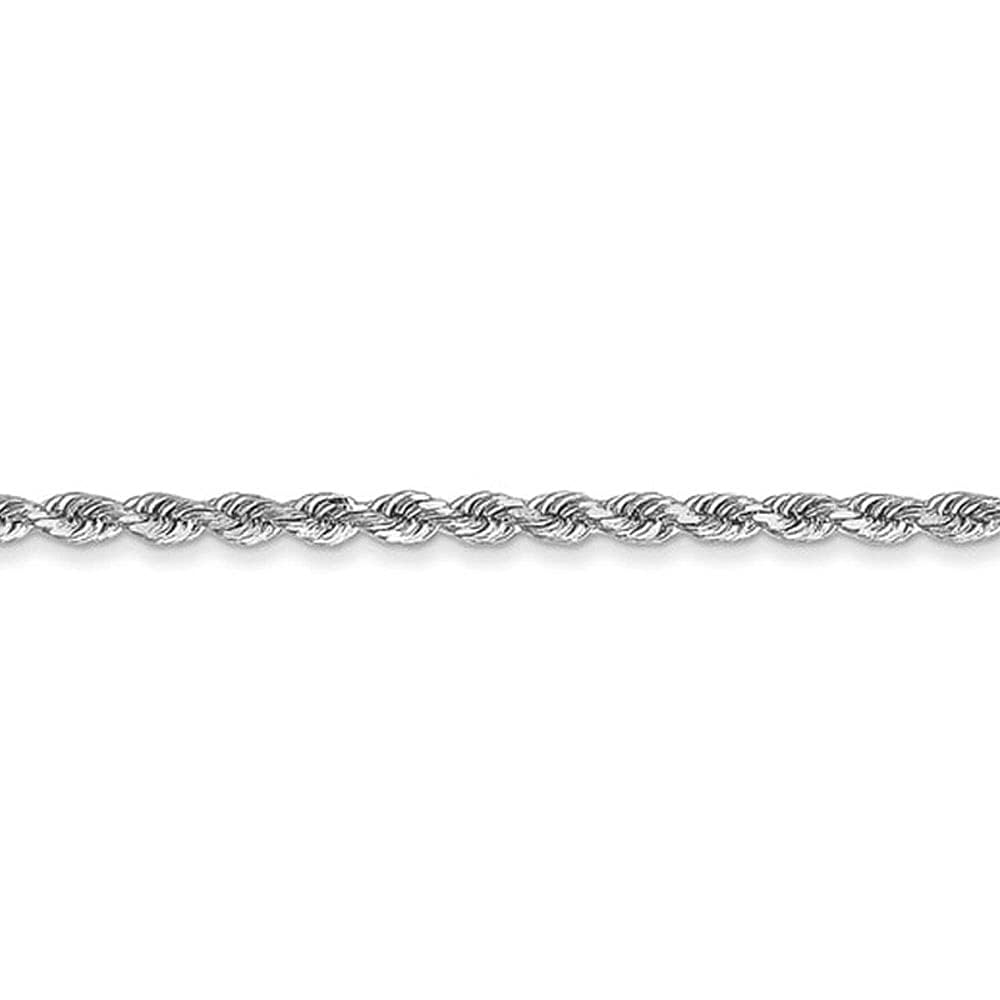 1.75mm 10K White Gold Diamond Cut Solid Rope Chain Anklet - Elegant Black Bow Design for Women, Perfect for Weddings, Parties & Everyday Wear