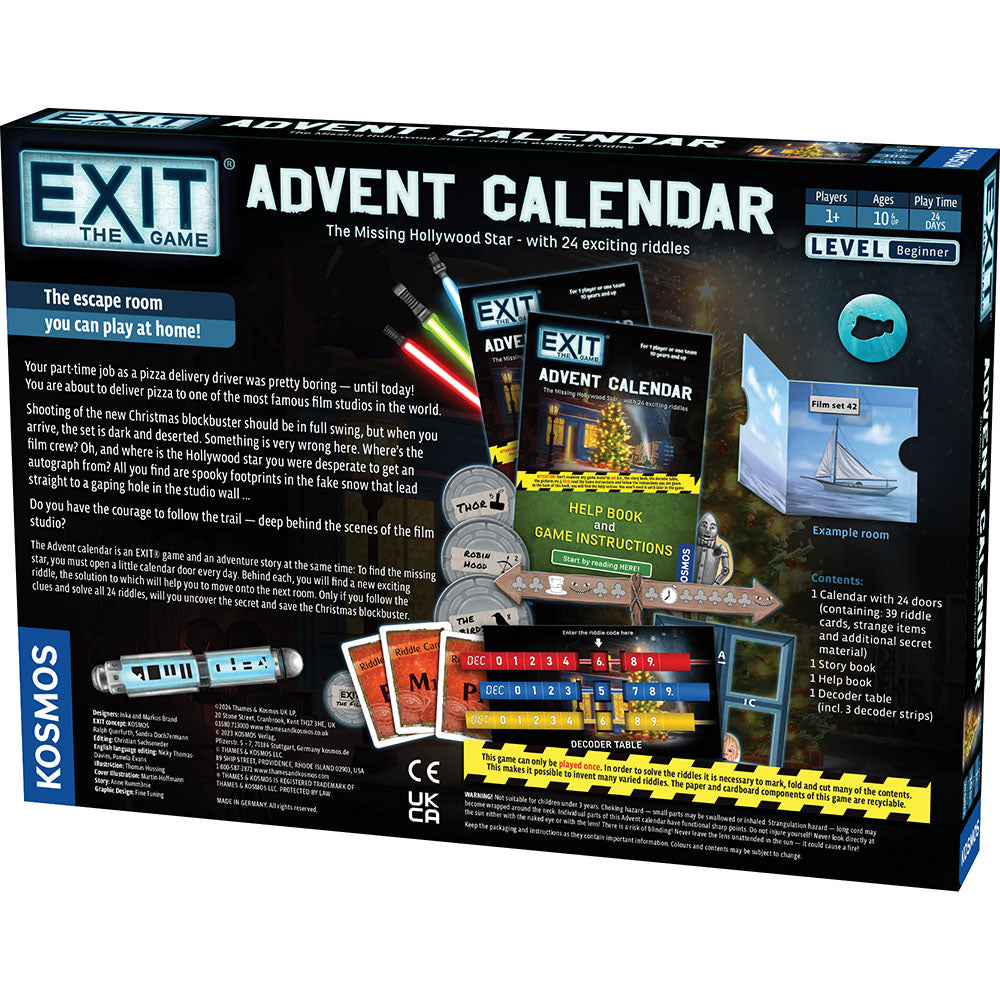 EXIT: The Game Advent Calendar - The Missing Hollywood Star | Escape Room Puzzle Game for Adults & Teens | Perfect for Holiday Parties & Family Game Nights