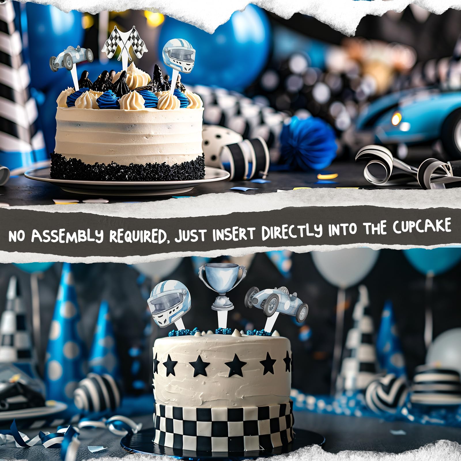 36 Pcs Race Car Cupcake Toppers - Racing Car Party Decorations for Birthday, Baby Shower & Cake Decor - Perfect for Race Car Themed Events, Kids Parties & Dessert Displays