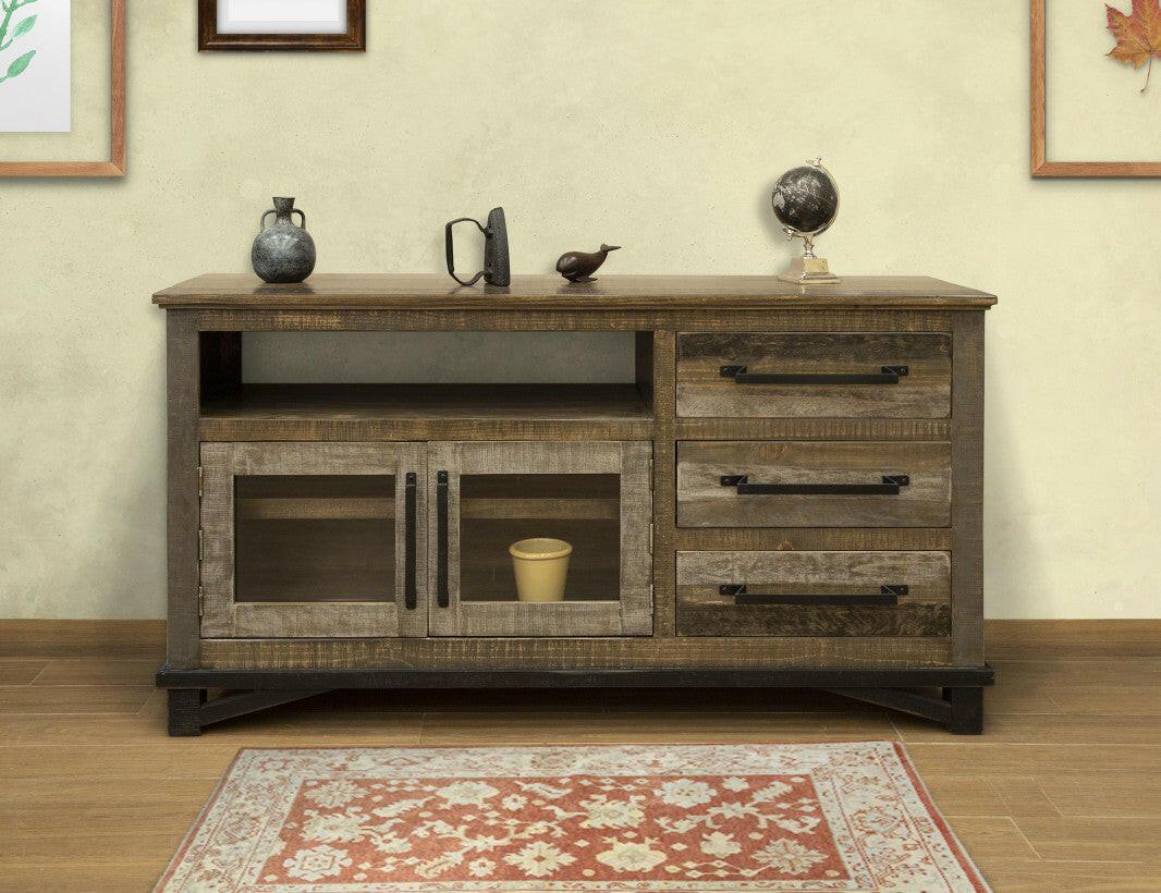Modern Loft Brown TV Stand IFD6441STN62 - 60 Inch Entertainment Center with Storage Shelves for Living Room, Bedroom & Home Theater Setup