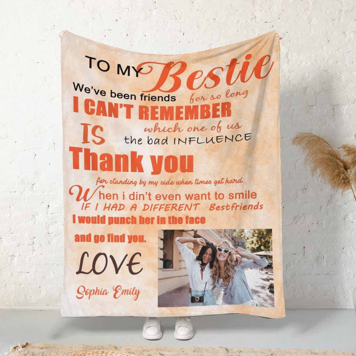 MyPupSocks Personalized Best Friend Photo Blanket - Custom BFF Gift for Long Distance Friendship, 30x40 Soft Throw for Girls Birthday, Anniversary, or Cozy Movie Nights at Home