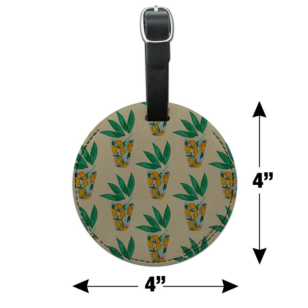 Lemonade Pattern Round Leather Luggage Tag - Durable Carry-On ID Tag for Suitcases & Travel Bags - Perfect for Vacation, Business Trips & Airplane Travel