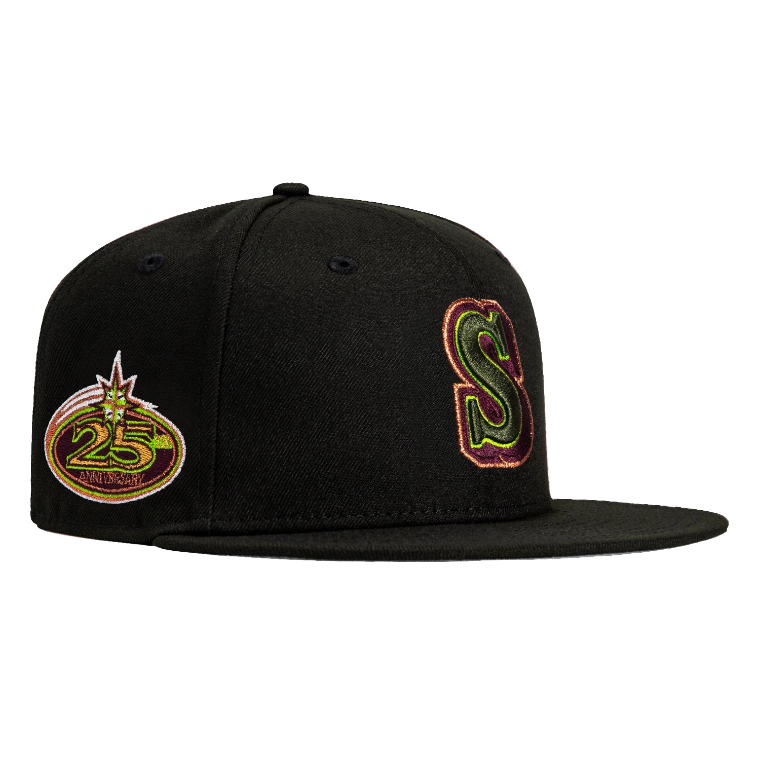 New Era 59Fifty Seattle Mariners 25th Anniversary Patch Snapback Cap - Black, Olive, Maroon, Metallic Copper - Perfect for Baseball Games, Sports Events & Casual Streetwear Fashion