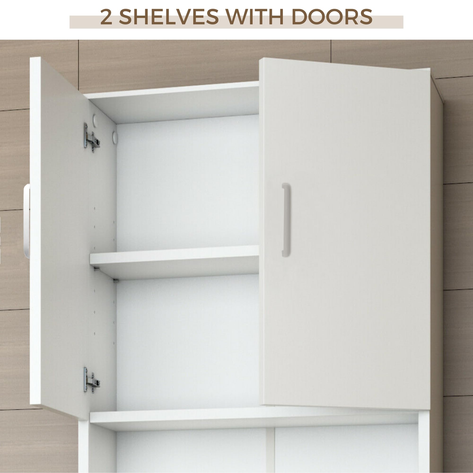 Space-Saving 4-Tier Laundry Shelf Organizer - MDF Wood Storage Cabinet for Washer & Dryer - Perfect for Small Bathrooms & Laundry Rooms