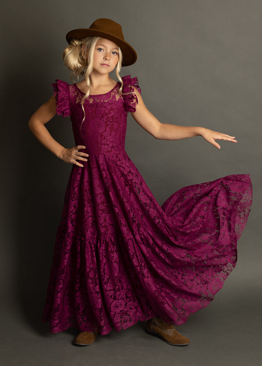 Angie Dress in Berry - Elegant Floral Midi Dress for Women | Perfect for Weddings, Parties & Special Occasions