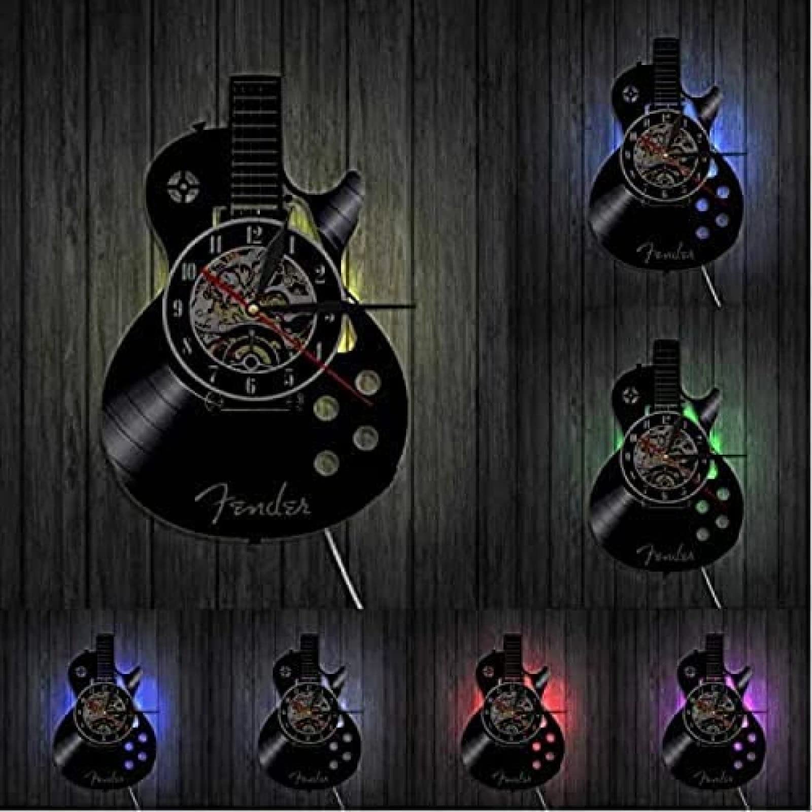 12 Inch Acoustic Guitar Vinyl Record Wall Clock - Rock N Roll Musical Instrument Decor for Living Room, Bedroom & Office | Unique Home Interior Wall Art Gift for Music Lovers