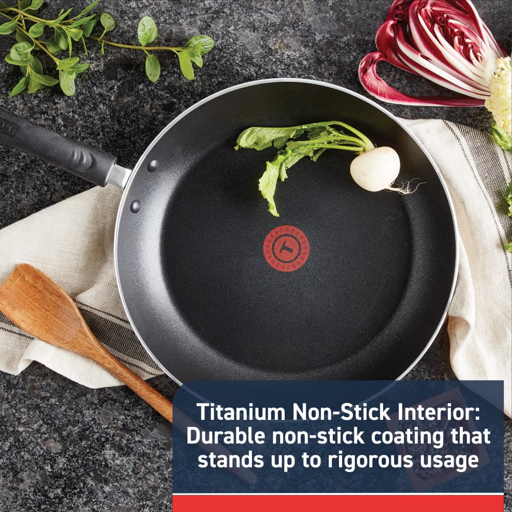 T-fal Non Stick Fry Pan Set 3-Piece (8, 10.25, 12 Inch) - Induction Compatible, Oven & Broiler Safe up to 400°F - Dishwasher Safe Black Cookware for Sautéing, Frying & Baking - Perfect for Home Kitchen & Restaurant Use