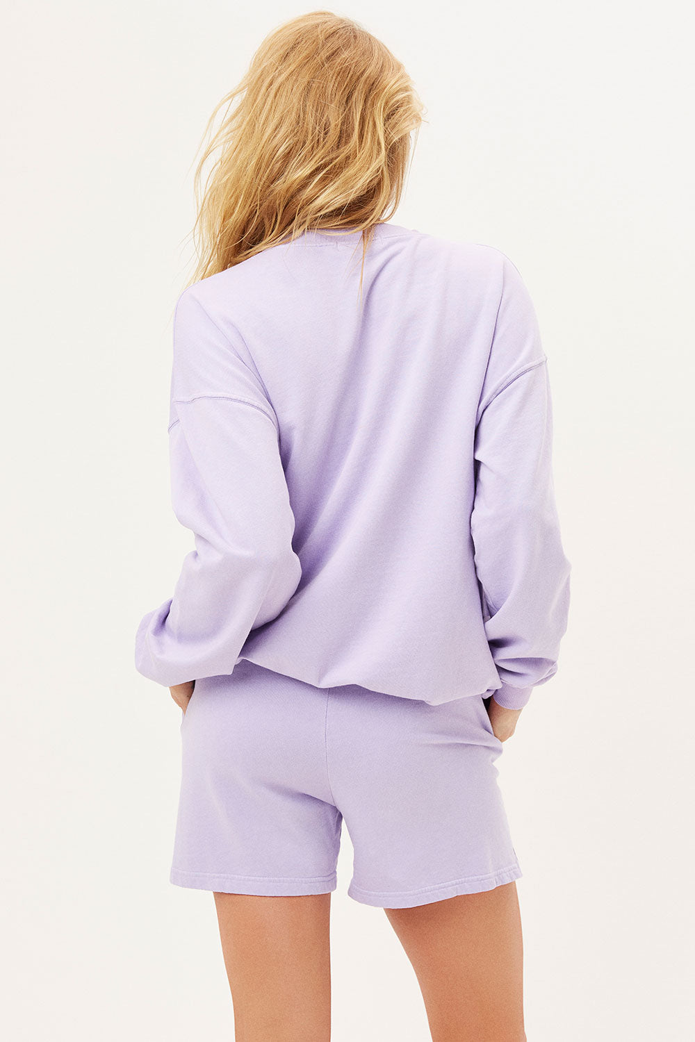 Burl High Waist Oversized Sweat Shorts for Women - Soft Cotton Lounge Shorts with Pockets - Casual Summer Workout & Home Wear - Lilac