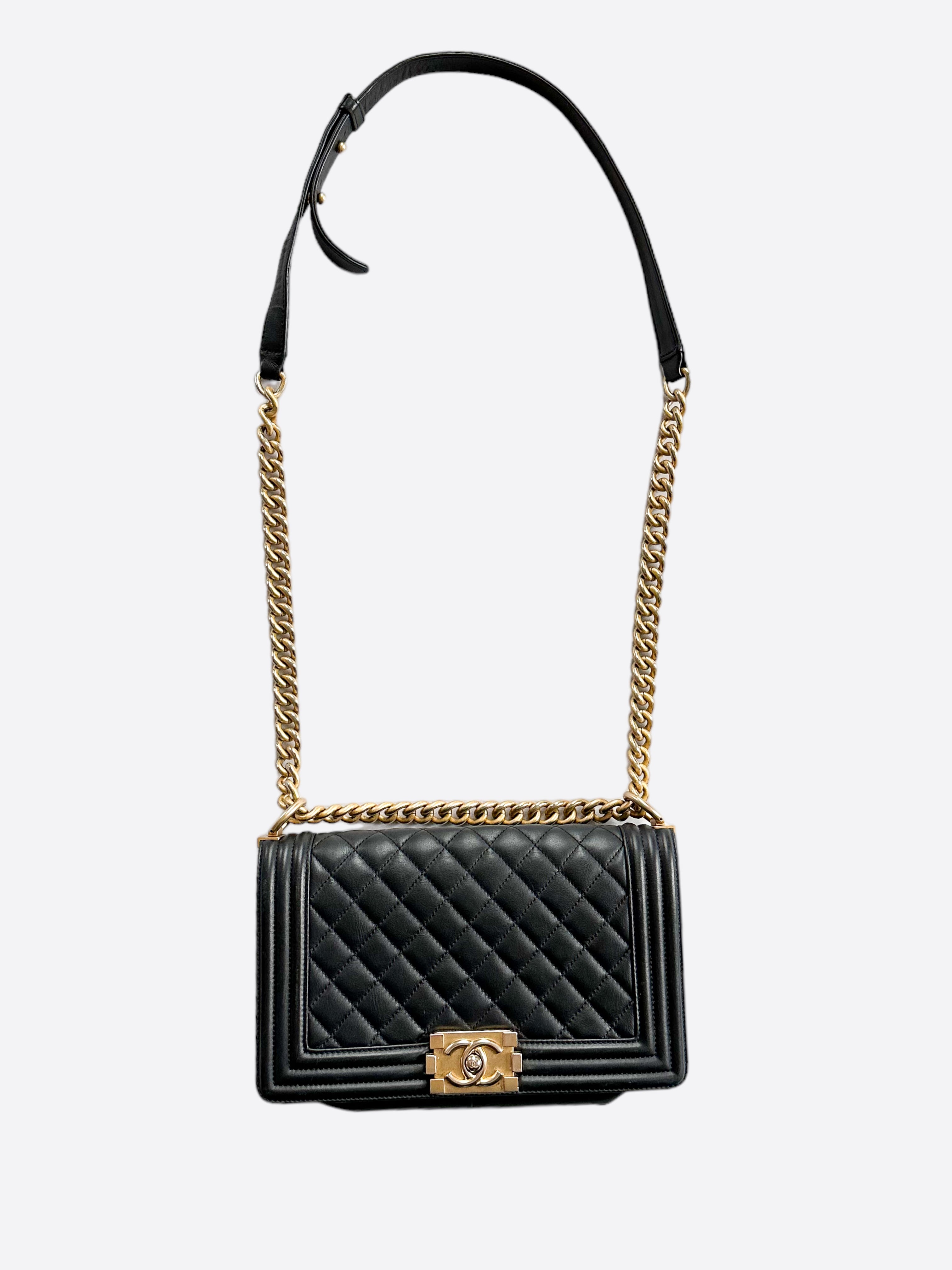 Chanel Black Quilted Calfskin Medium Boy Bag - Luxury Designer Handbag for Women | Perfect for Evening Events, Parties & Special Occasions