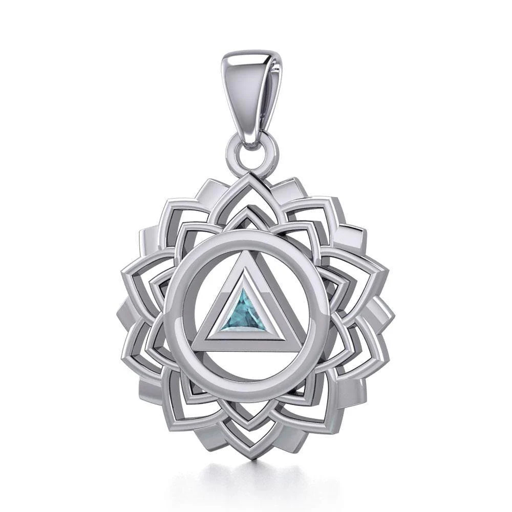 7 Chakra Healing Pendant with Recovery Gemstone Symbols - Sterling Silver Necklace for Meditation & Energy Balance | TPD5307