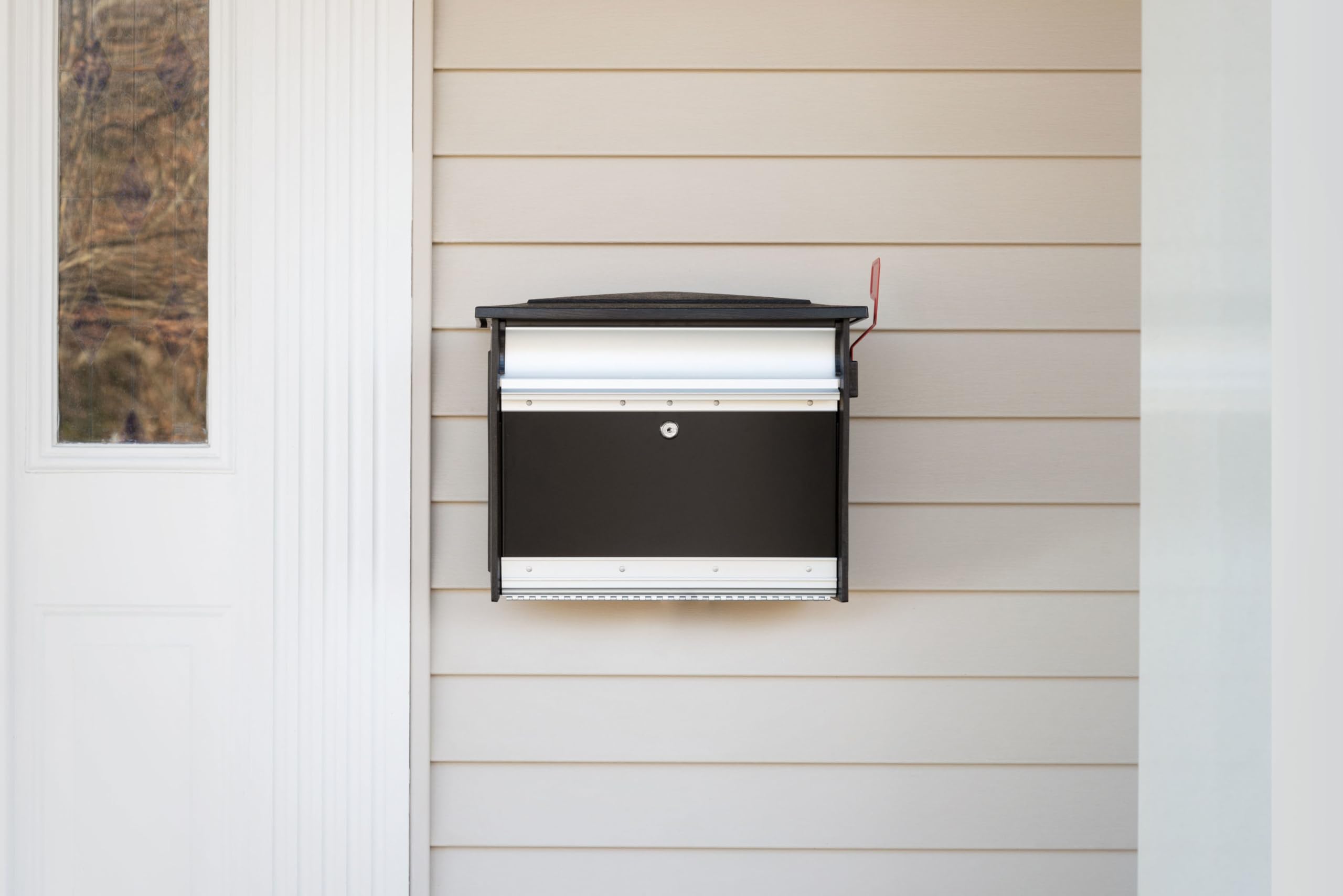 Locking Wall Mount Mailbox - Aluminum Black Medium Capacity Mailbox for Secure Mail Delivery | Weatherproof & Anti-Theft Design | Perfect for Homes, Apartments & Offices (MSK00BAM)