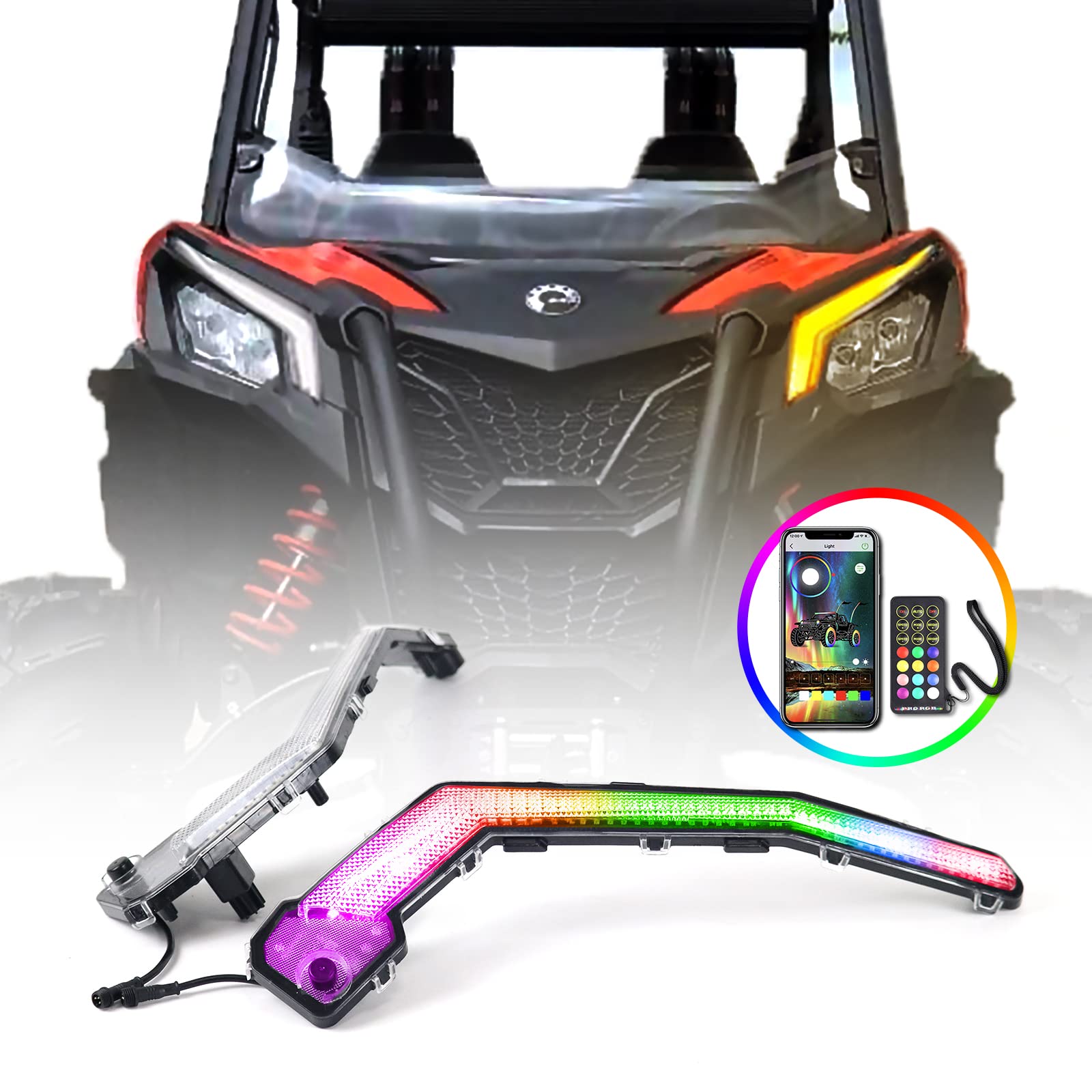 AddSafety X3 RGB LED Front Turn Signal Lights with Chasing Color Effects - Compatible with Can-Am X3 Max, Maverick X3 R/XDS/XRS Turbo Models - Perfect for Off-Road Adventures & Night Riding