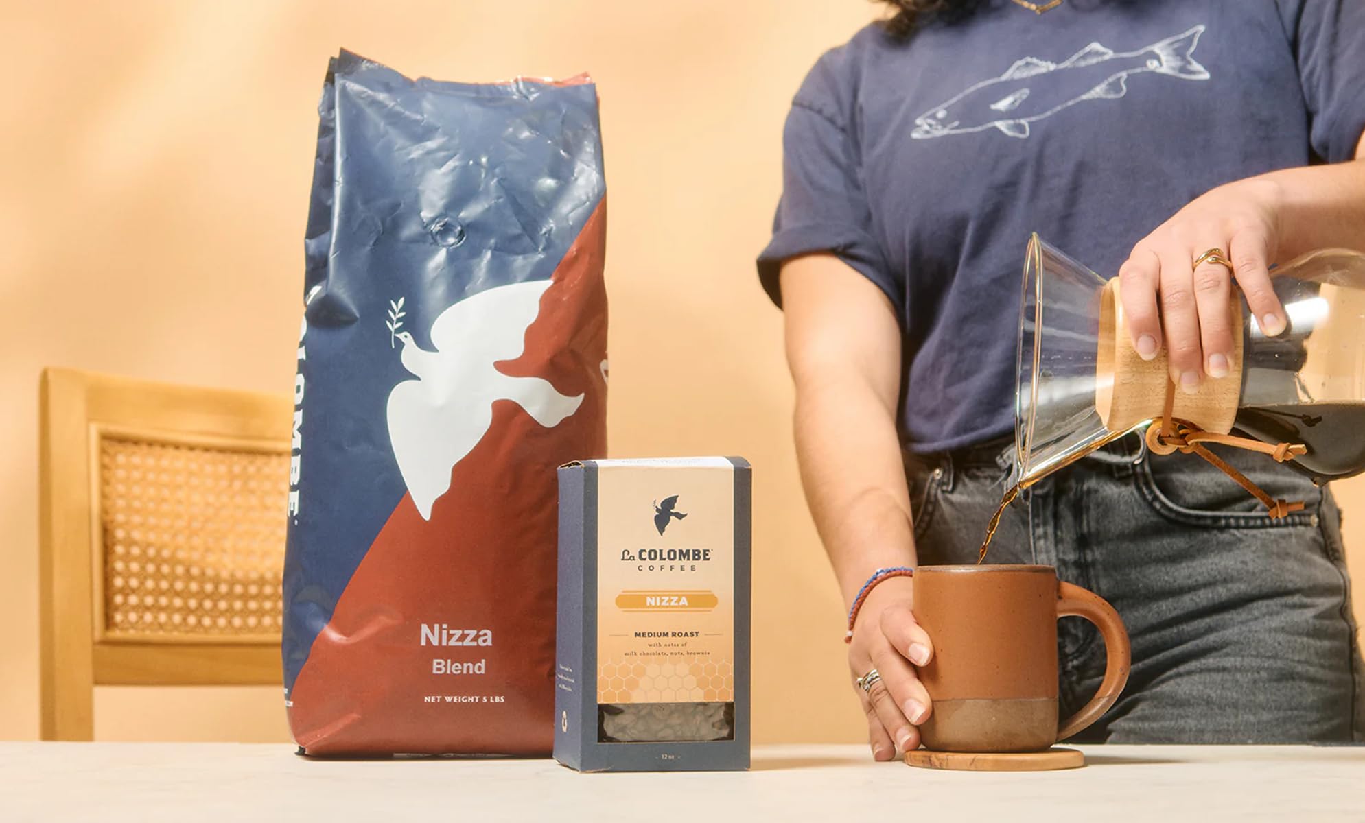 La Colombe Nizza Medium Roast Ground Coffee - 5lb Bag, Milk Chocolate, Nuts & Brownie Flavors with Honey-Sweet Roasted Notes | Perfect for Home Brewing, Office Use & Gifts for Coffee Lovers