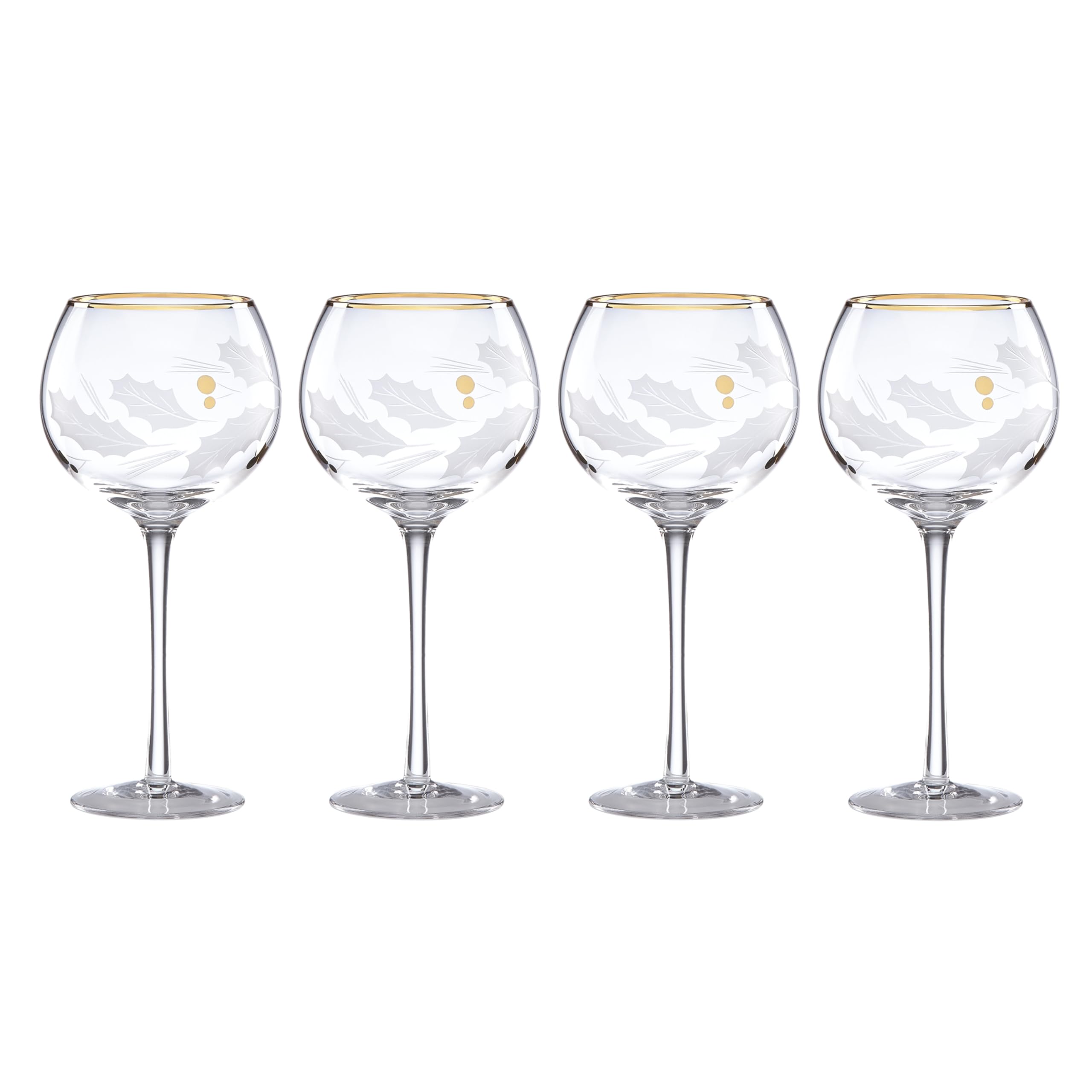 Lenox 886857 Holiday Gold 4-Piece Balloon Glass Set - Elegant Christmas Dinnerware for Holiday Hosting & Entertaining - Perfect for Christmas Parties, Thanksgiving Dinners & Special Occasions