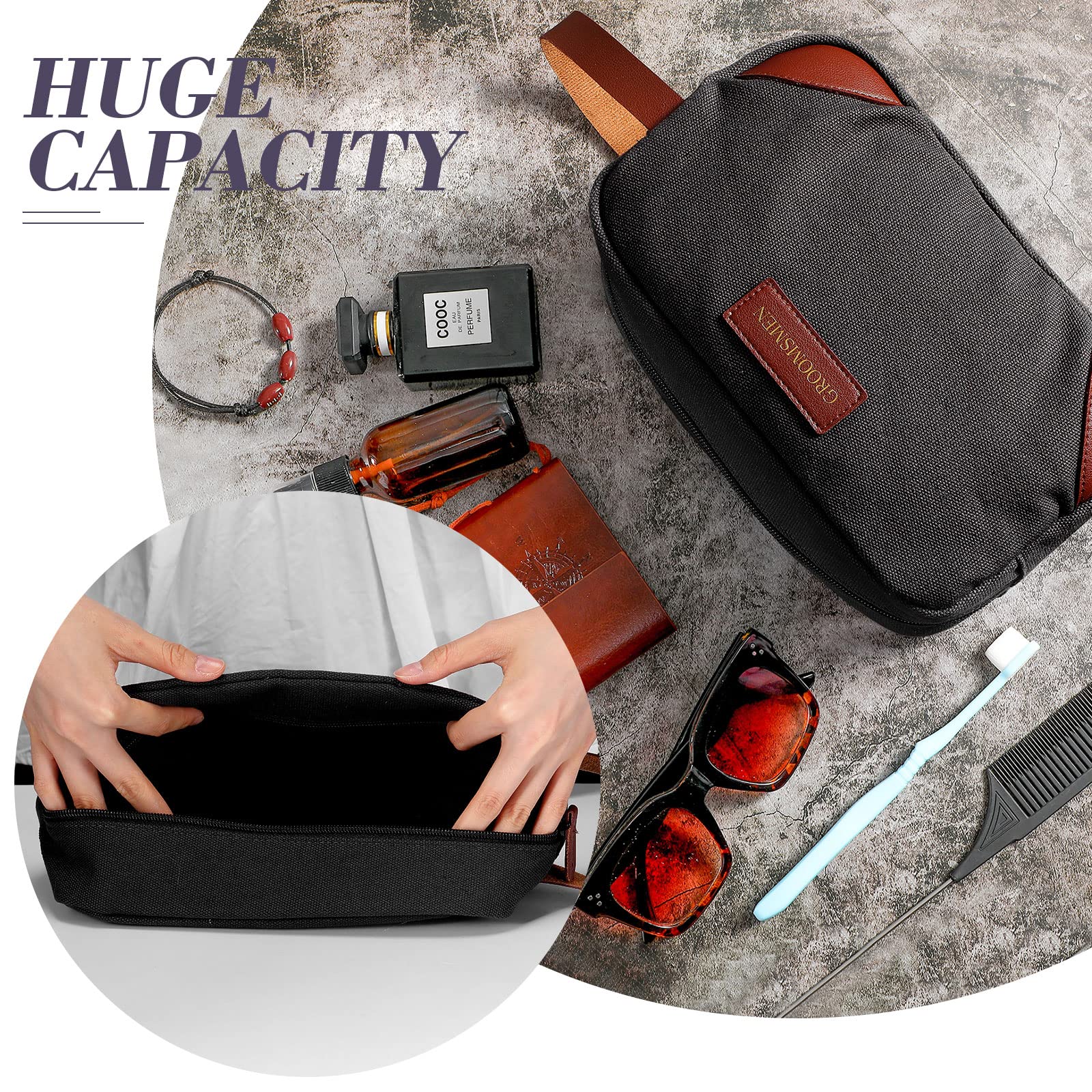 Premium 6-Piece Groomsmen Gift Set - Waterproof Men's Travel Toiletry Bag & Shaving Kit - Ideal for Wedding Proposals, Bachelor Parties & Business Trips (Black) - Perfect for Groomsmen, Best Man & Bridal Party Accessories