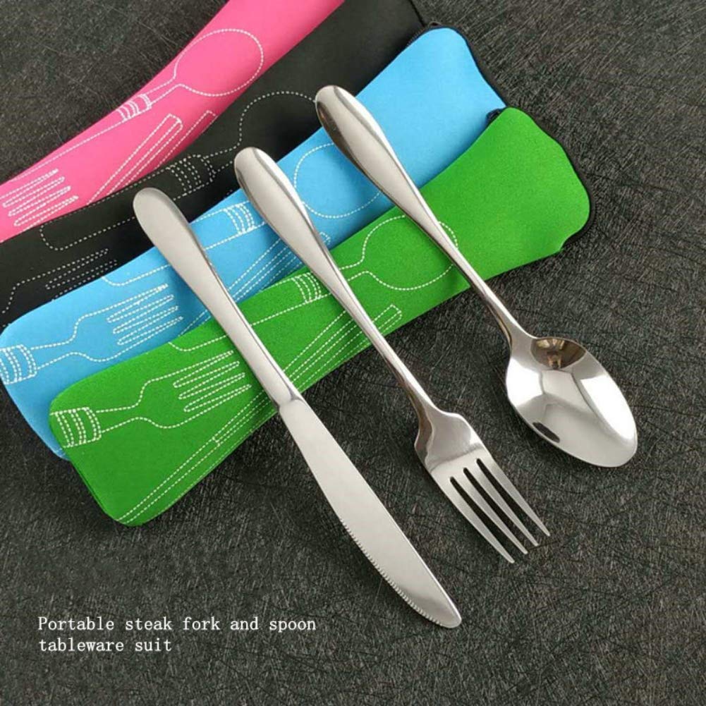 Ochine Portable Travel Utensils Set - Stainless Steel Camping Cutlery with Waterproof Case | Compact Flatware for Travel, Camping, Picnics, Office & School Lunch | Durable & Eco-Friendly Dining Utensils