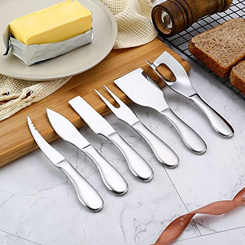 Premium Stainless Steel Cheese Knife Set with Spreader & Fork - Elegant Gold Charcuterie Board Knives in Gift Case - Perfect for Wine Parties, Cheese Tasting & Charcuterie Platters