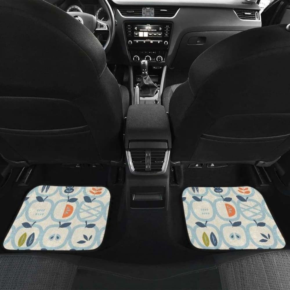 Premium Apple Leaves Pattern Car Mats - Front & Back Set (174914) - Waterproof & Non-Slip Floor Mats for Sedans, SUVs, Trucks