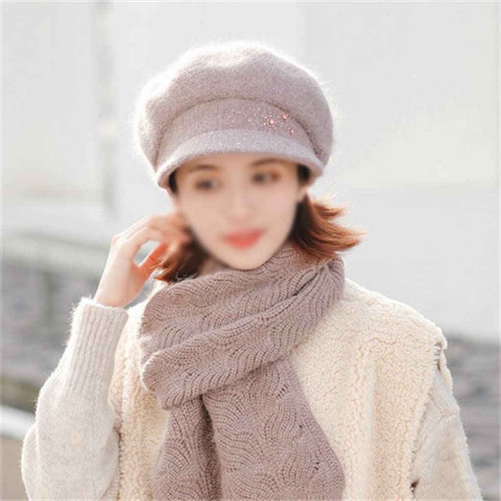Women's Warm Woolen Hat and Scarf Set - Winter Knit Beanie & Infinity Scarf Combo for Cold Weather | Soft Glutinous Two-Piece Accessories | Perfect for Snow Days, Skiing, and Outdoor Activities (Color D, One Size)
