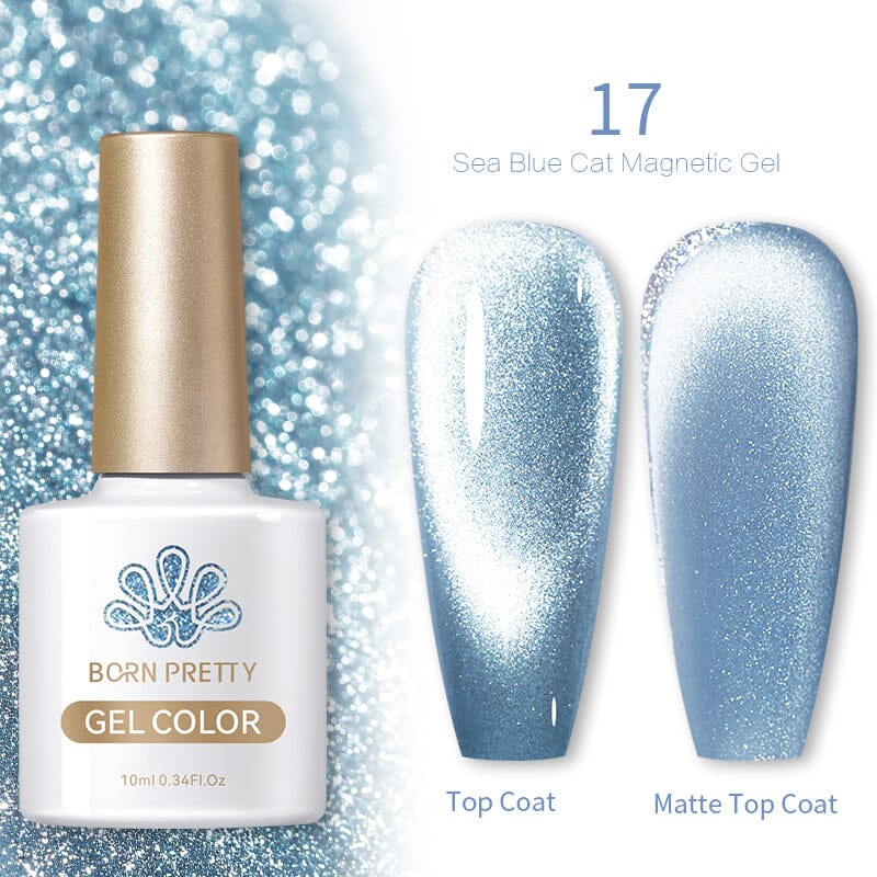 Sea Blue Cat Magnetic Gel Polish 10ml - UV LED Nail Art Kit for Salon & Home Manicure - Long Lasting Nail Polish for Professional & DIY Use