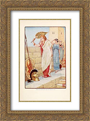 Walter Crane Troy Wall Art Print - 18x24 Gold Ornate Framed Museum Quality with Double Matting | Greek Mythology Decor for Living Room, Office & Gift