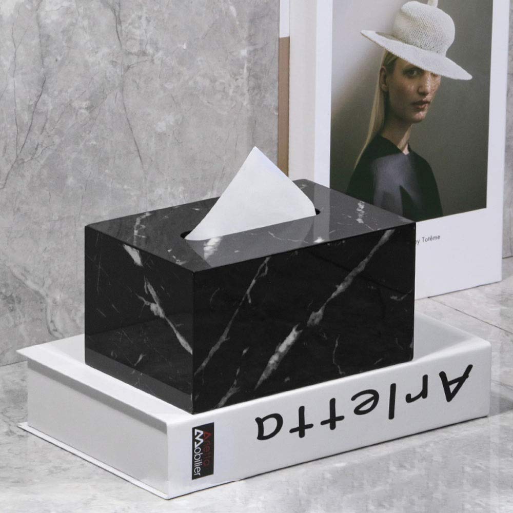 Modern Paper Facial Tissue Box Cover - Stylish Napkin Holder & Desktop Caddy for Bathroom Vanity, Bedroom Dresser - Home Decor Tissue Dispenser for Living Room, Office & Guest Rooms