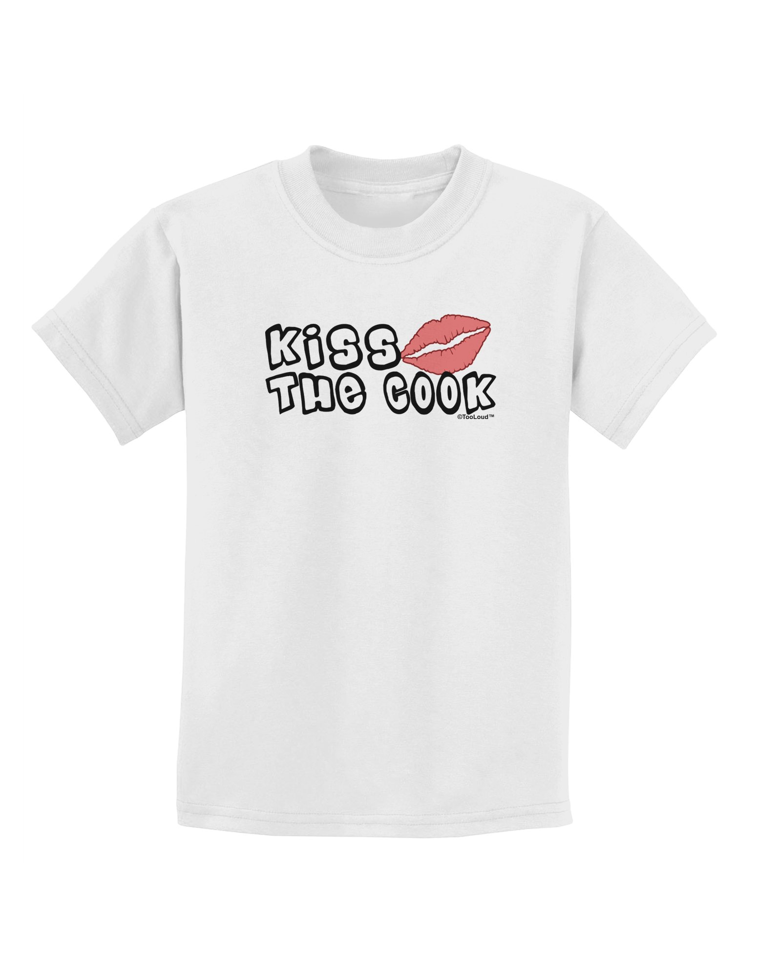 TooLoud Kiss The Cook with Lips Graphic Kids T-Shirt - Fun Cooking Themed Apparel for Boys & Girls