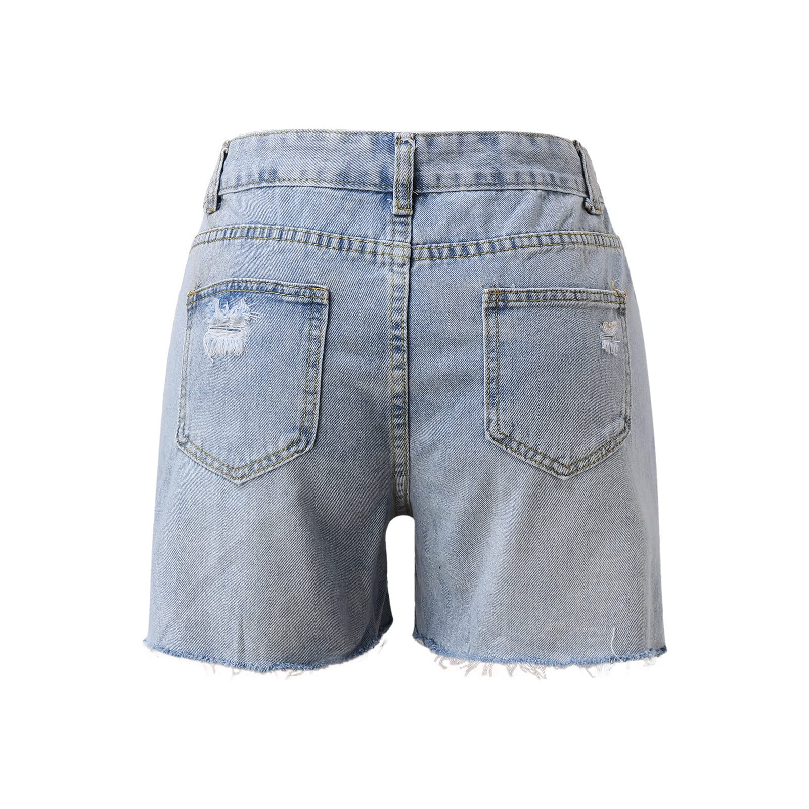 Women's Stretch High Waist Denim Shorts - Trendy Blue Cut Off Jean Shorts with Pockets & Buttons | Perfect for Summer Outfits, Beach Vacations & Casual Street Style