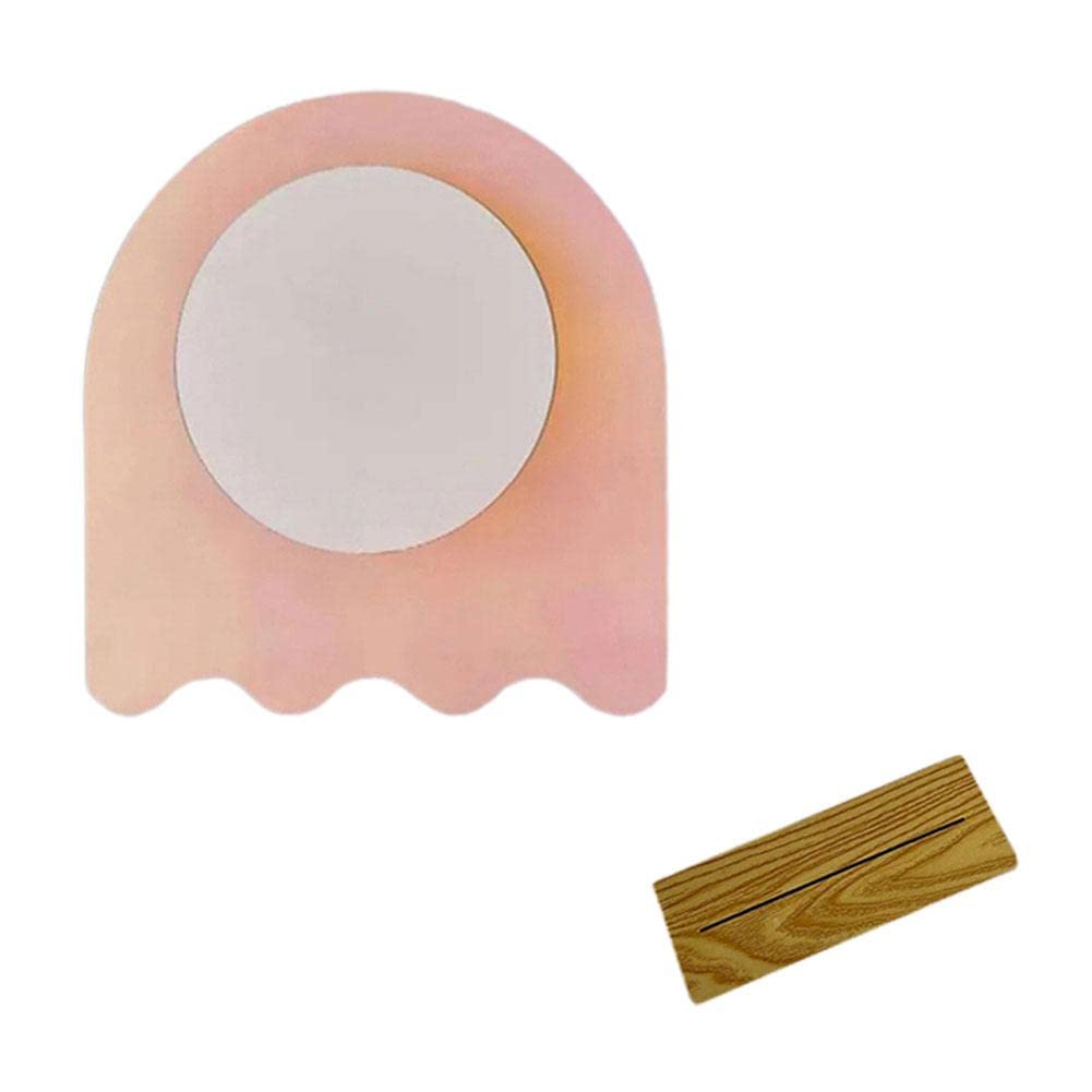 **Aesthetic Acrylic Makeup Mirror with Wooden Base - Colorful Irregular Vanity Desk Mirror for Bedroom & Living Room Decor - Perfect for Dressing Table, Cosmetic Organizer & Home Decoration**