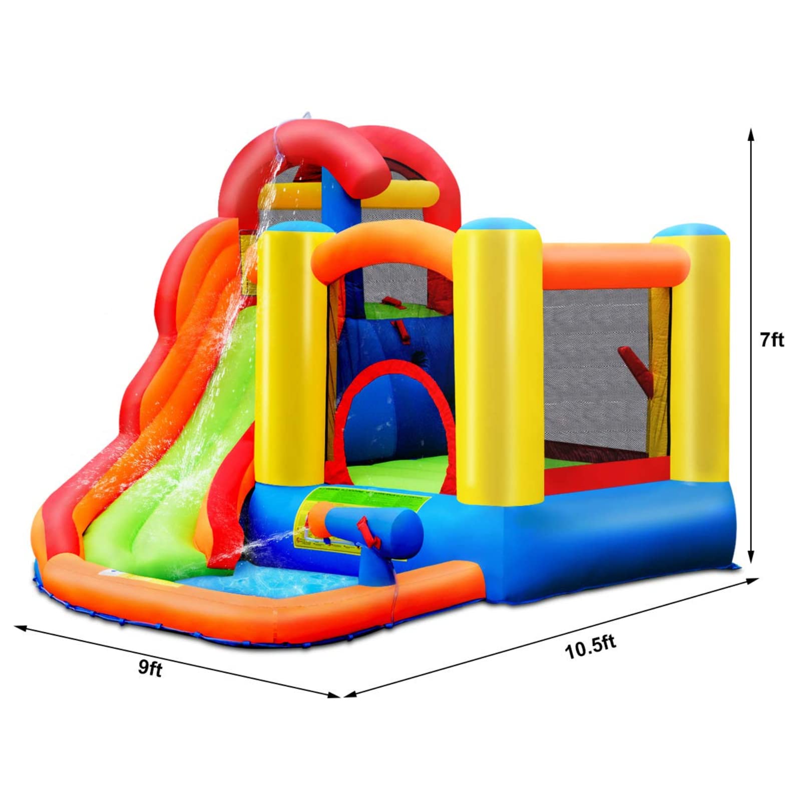 **BOUNTECH 6-in-1 Inflatable Water Slide & Bounce House for Kids - Outdoor Water Play with GFCI 750W Blower, Splash Pool, Water Cannon - Perfect for Toddlers, Boys & Girls Backyard Parties, Summer Fun, and Birthday Gifts**