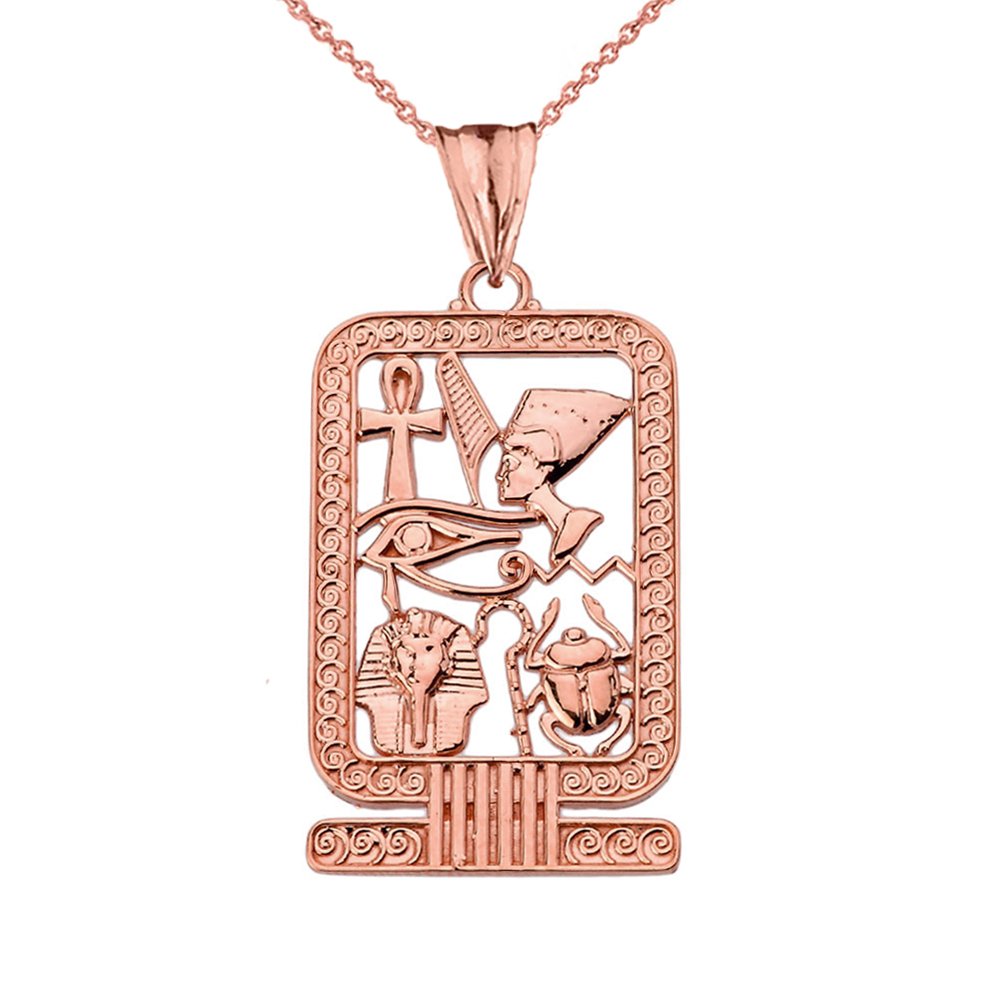 14K Rose Gold Ancient Egyptian Cartouche Pendant Necklace - Handcrafted Personalized Jewelry for Women, Gift for Her, Perfect for Weddings & Special Occasions