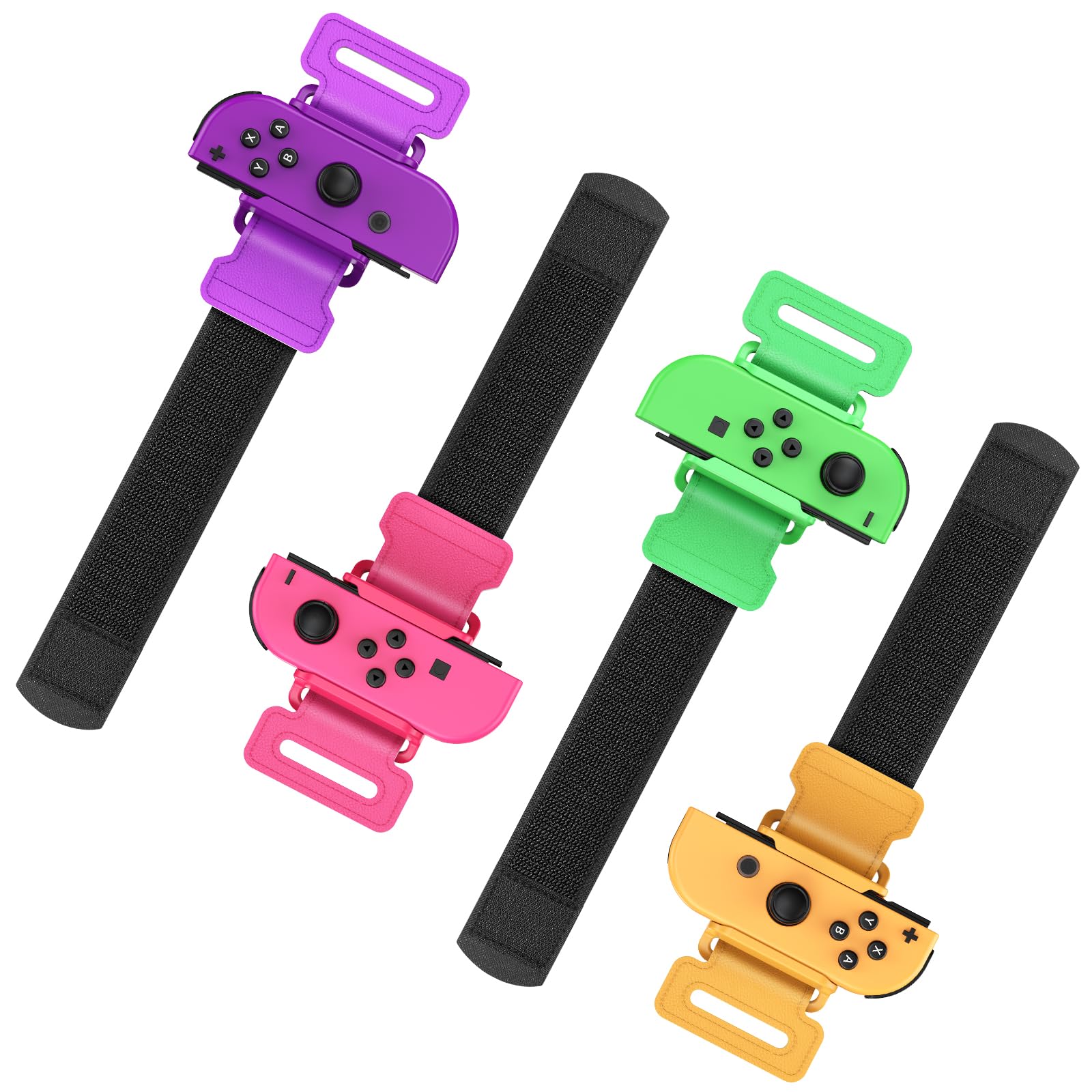 Auarte 4 Pack Adjustable Wrist Bands for Just Dance 2025 2024 2023 2022 2021 - Compatible with Nintendo Switch/Switch OLED Joycon - Elastic Fitness Straps for Zumba, Burn It Up & Dance Workouts - Perfect for Gaming, Exercise & Dance Parties