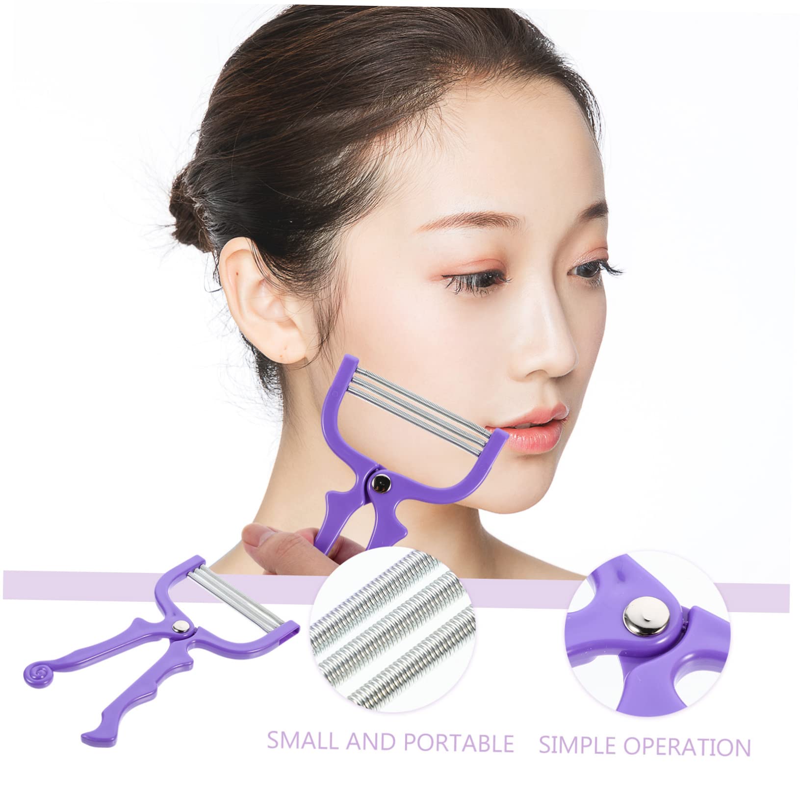 2pcs Manual Facial Hair Remover & Epilator - Portable Hair Trimmer for Women, Eyebrow Shaper & Face Hair Threading Tool (Iron Purple) - Perfect for Travel, Home Use & Personal Grooming