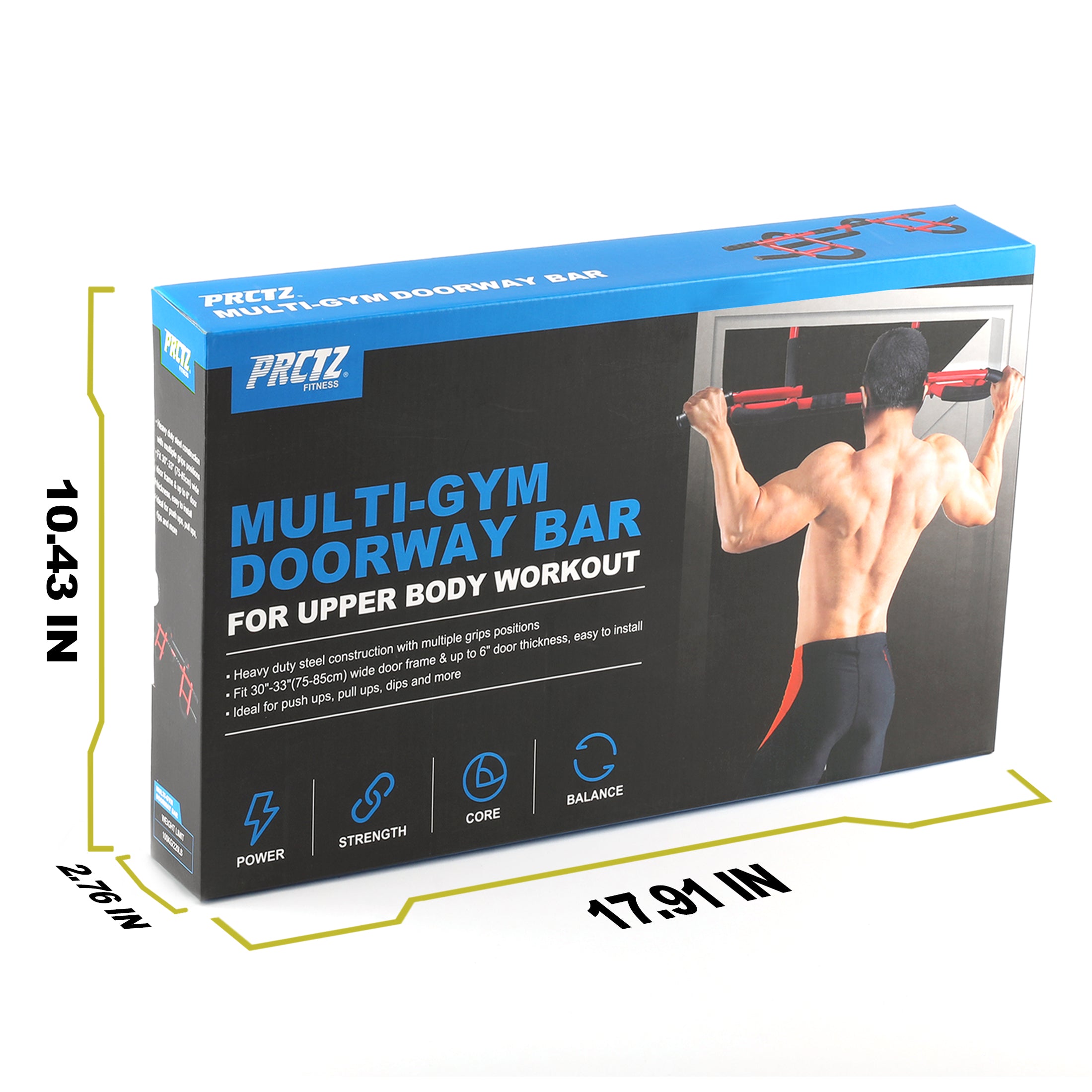 PRCTZ Adjustable Pull Up Bar for Doorway - Heavy Duty Home Gym Equipment for Strength Training, Chin Ups & Workouts - Perfect for Home, Office & Travel Fitness