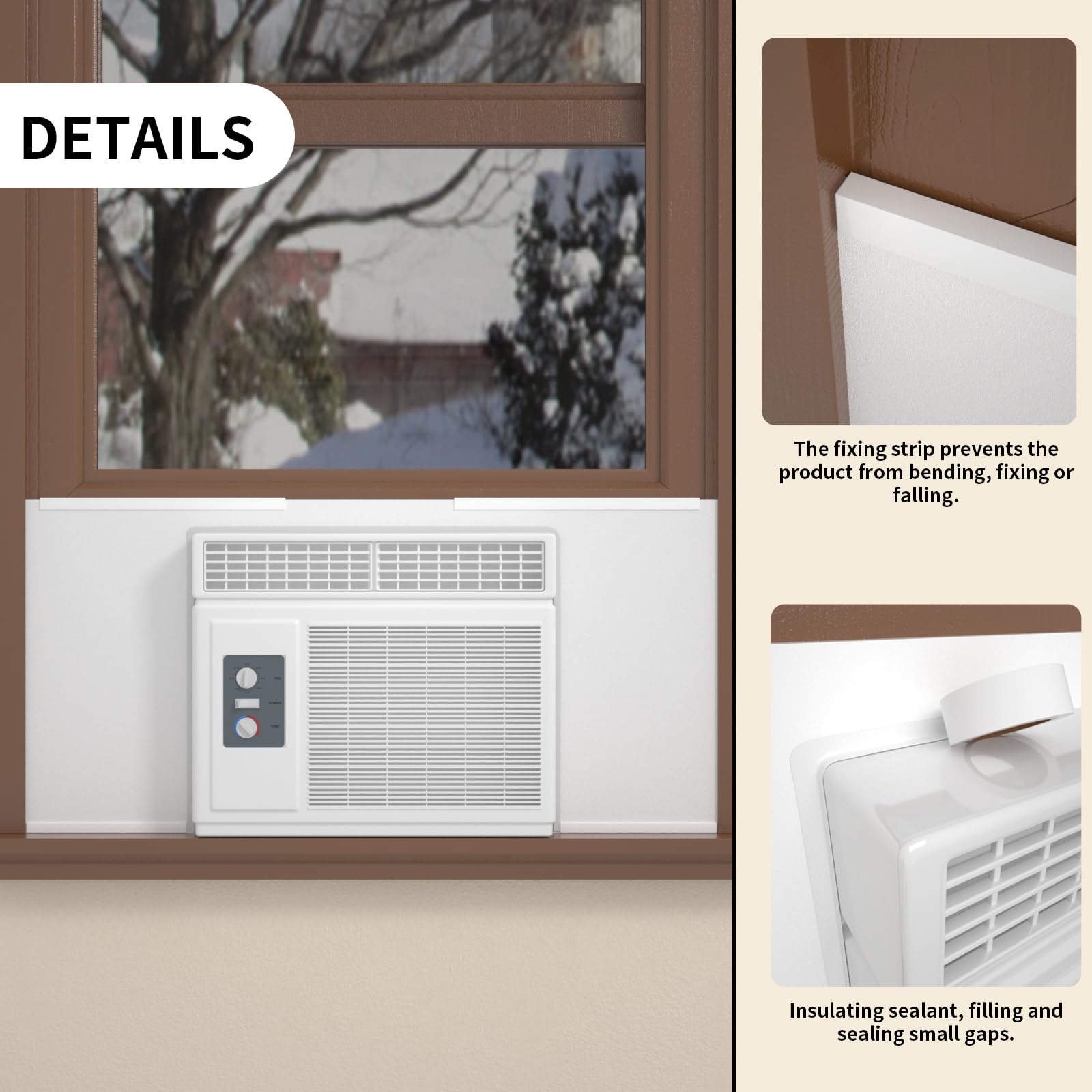 Energy Efficient SZZSAF Window Air Conditioner Side Insulated Panel - 1PC Full Surround Insulation Kit for Summer & Winter - White Foam Seal Draft Stopper for Home & Office Window AC Units - Blocks Heat, Cold Air & Noise