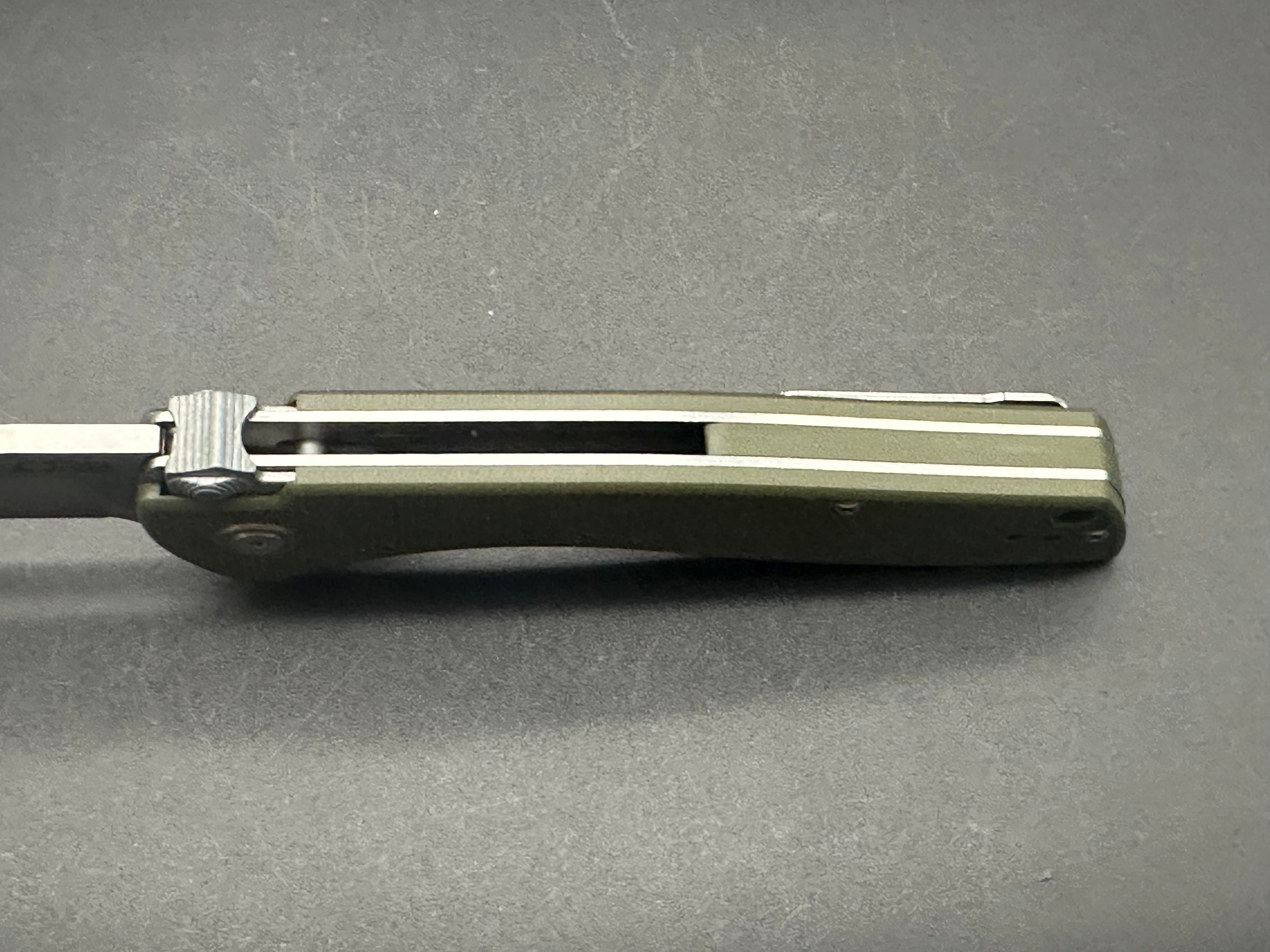 CJRB Kicker Folding Knife - Green G10 Handle, Recoil Lock, EDC Pocket Knife for Outdoor, Camping, and Everyday Carry