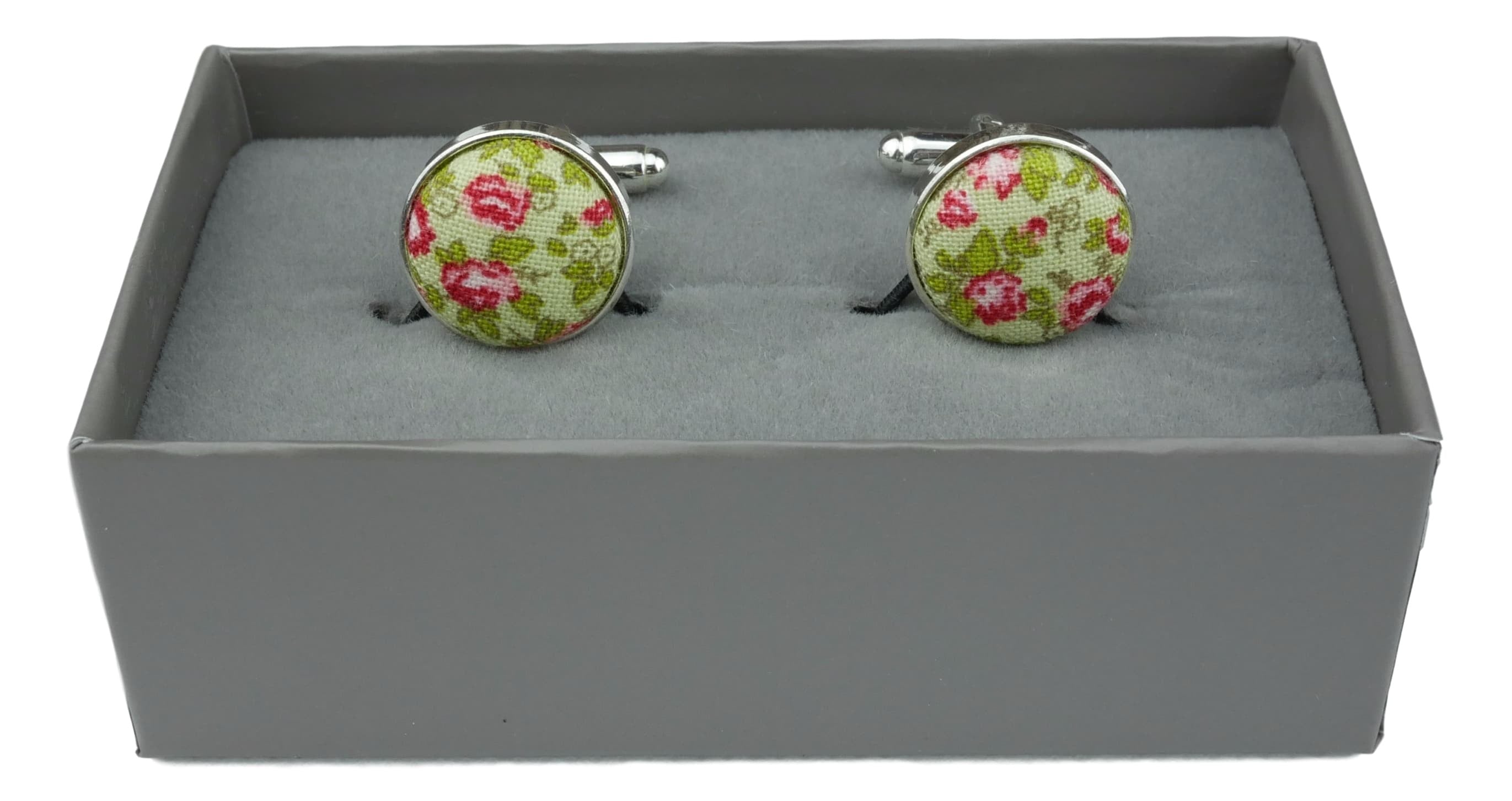 Stylish Lime Green & Pink Floral Cufflinks for Men - Elegant Wedding, Prom & Formal Event Accessories