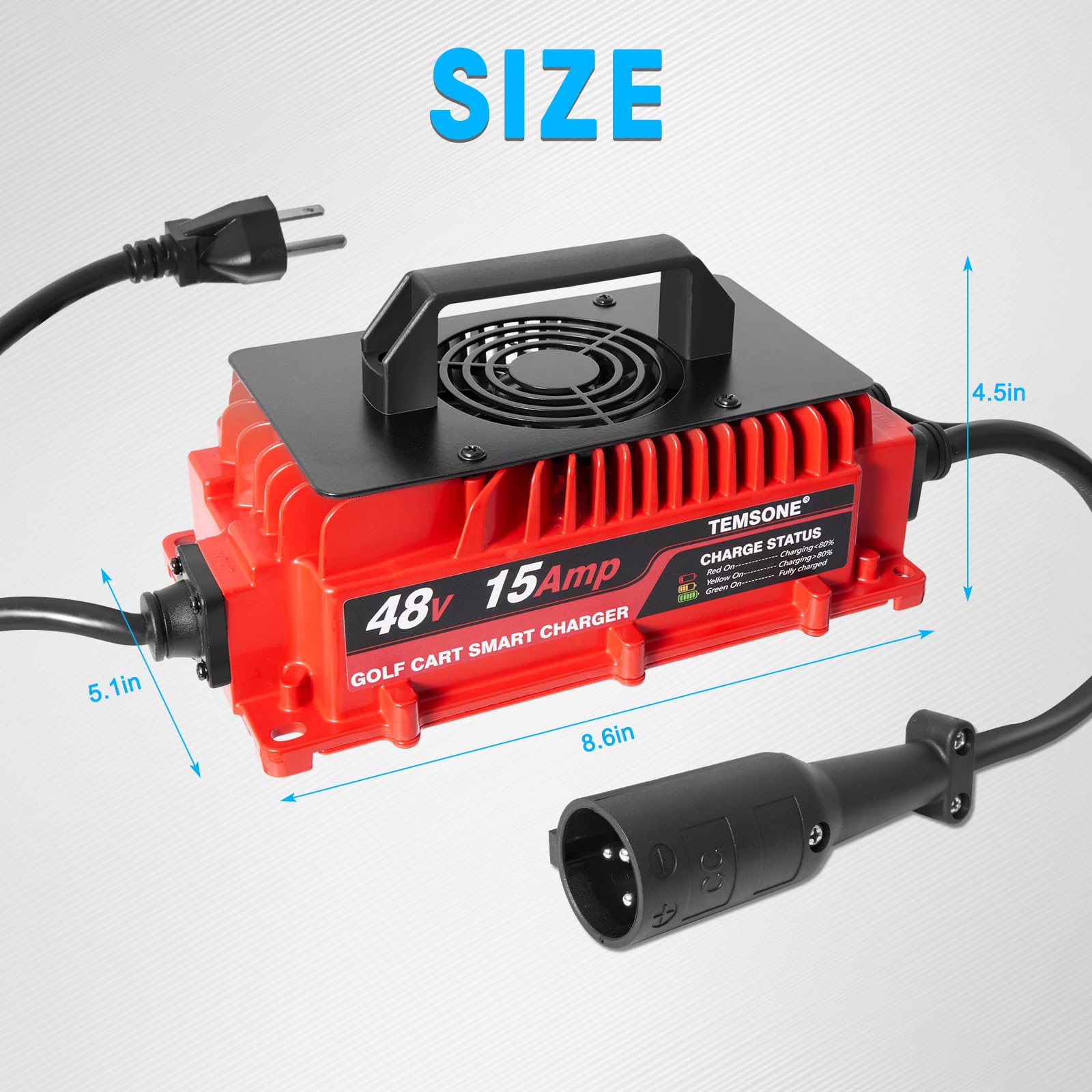 48V 15A Golf Cart Battery Charger for Club Car DS & Precedent - Fast Charging Lead-Acid Battery Charger for Golf Carts, Electric Vehicles & Utility Carts - Perfect for Home, Golf Course & RV Use