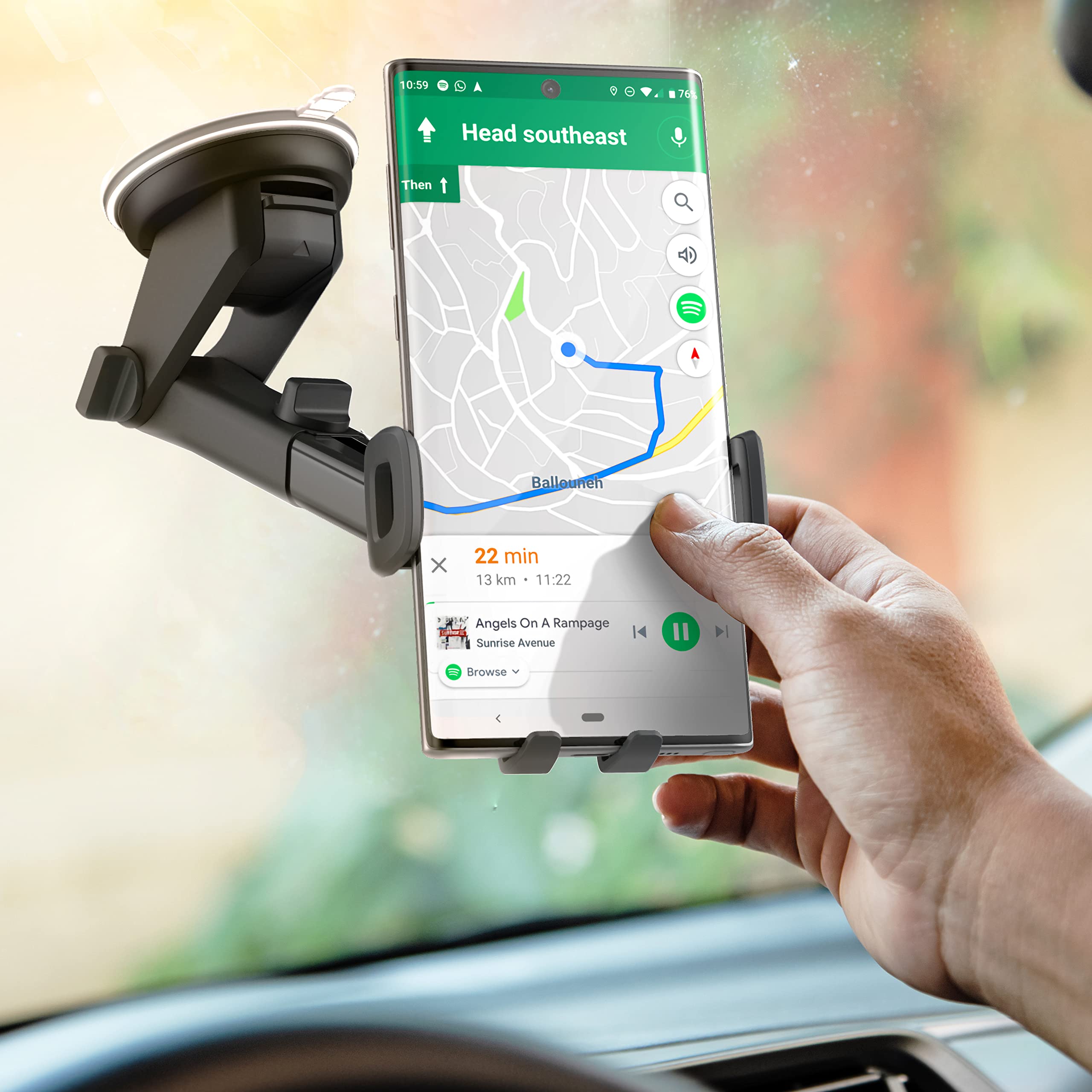Universal Phone Car Mount Holder for Samsung Galaxy S9/S10/S20/S21/S22/S23/S24 Ultra/Plus - Windshield & Dashboard Compatible - Perfect for GPS Navigation & Hands-Free Driving