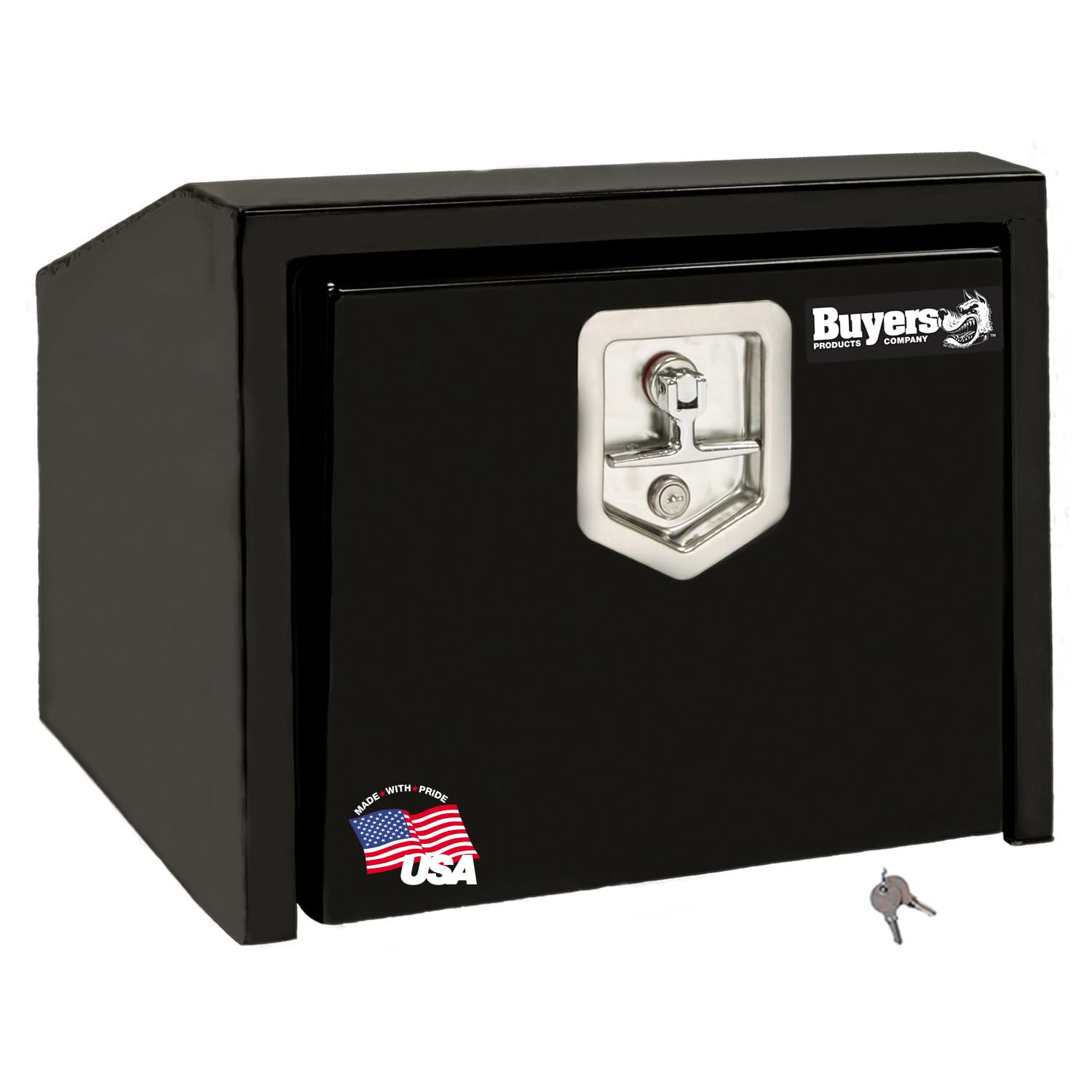 Buyers Products 1703352 Underbody Truck Tool Box - Black Steel Slanted Back Design, 14/10.5 x 12 x 24 Inches | Secure Storage for Truck Accessories & Equipment | Perfect for Pickup Trucks & Work Vehicles
