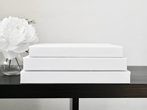 Linen Covered Coffee Table Books - Large Book Stack for Home Decor | Oversized Fabric Books for Staging & Interior Design | White, Black & Beige Linen Book Bundle - Perfect for Living Room, Office & Bookshelf Decoration