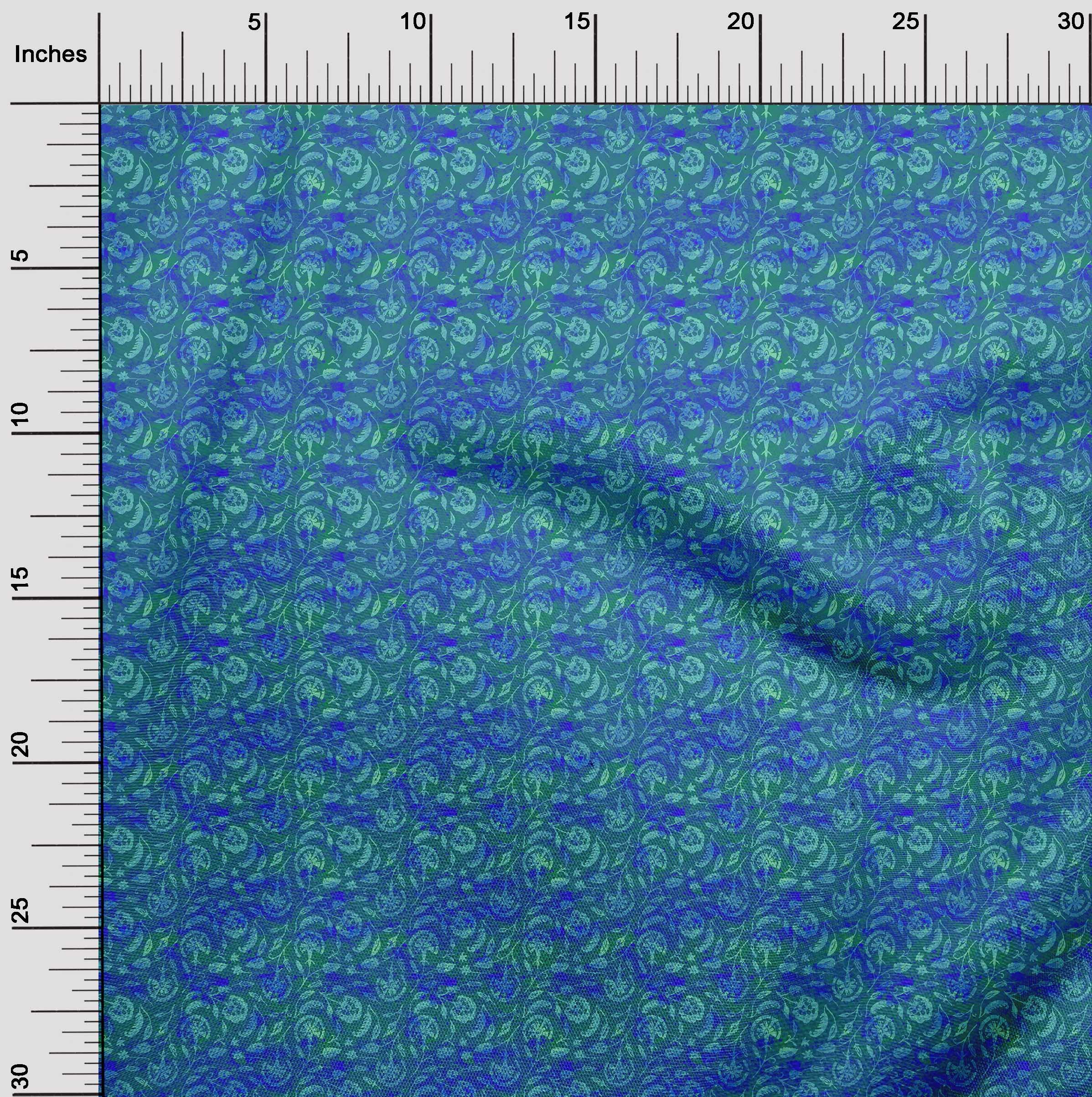 Premium 100% Cotton Poplin Teal Green Batik Fabric by The Yard - 56