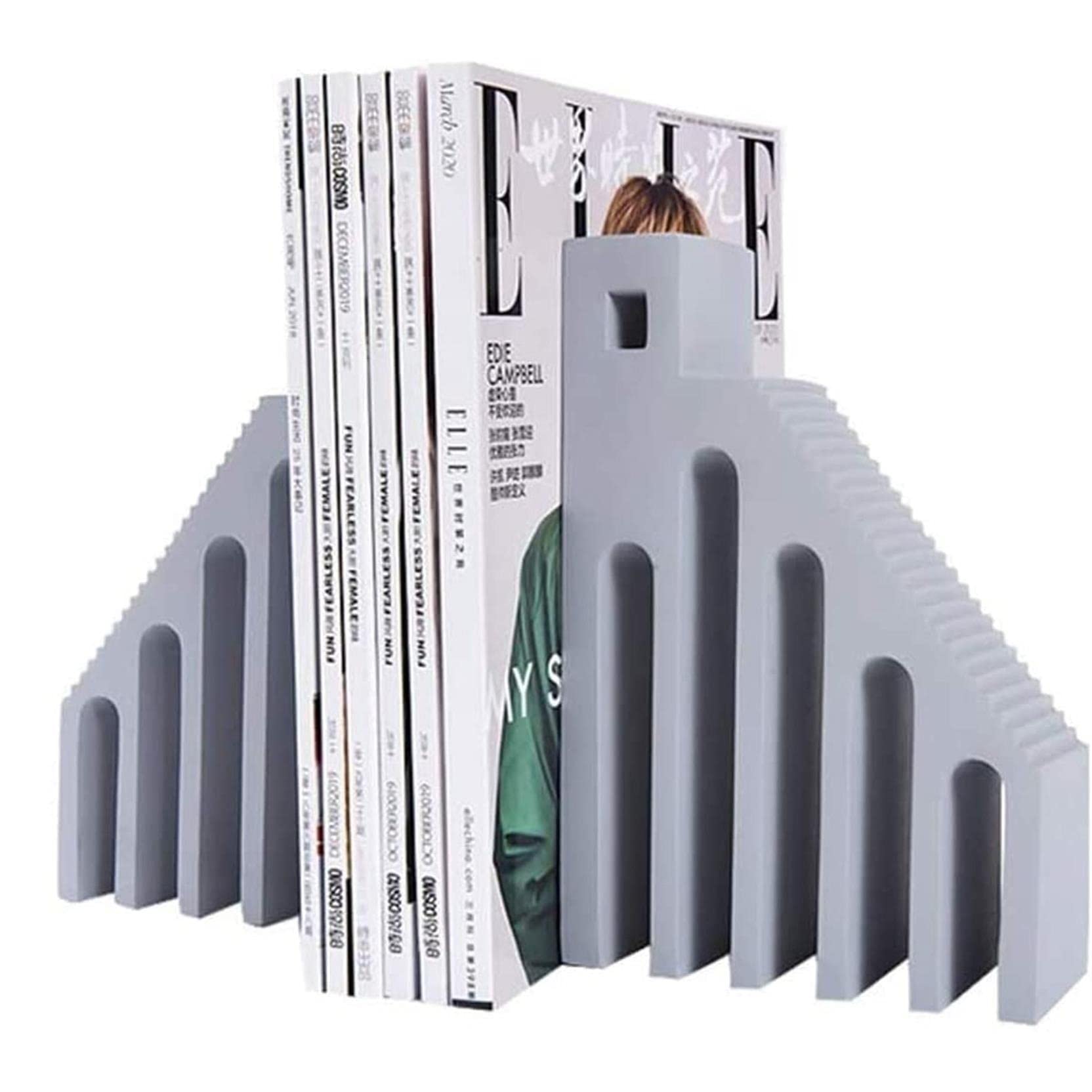 Stylish Architectural Bookends for Office, Library & Living Room - Heavy Duty Book Holders for Books & Magazines - Perfect Home & Office Decor