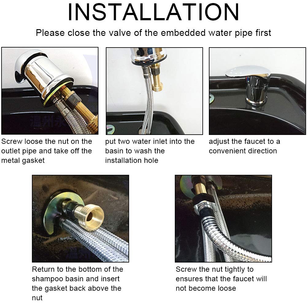 70cm Shampoo Bed Faucet with 120cm Hose & Shower Head - Professional Hair Salon Accessories for Washing & Styling - Perfect for Salon, Spa & Pet Grooming Stations