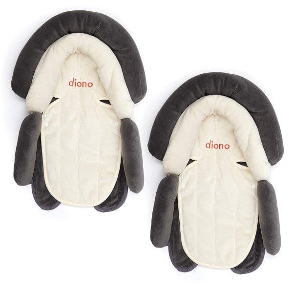 Diono 2-Pack Baby Head Support Pillows - Soft Grey & Ivory for Car Seats, Strollers & Travel - Comfortable & Safe for Newborns & Infants