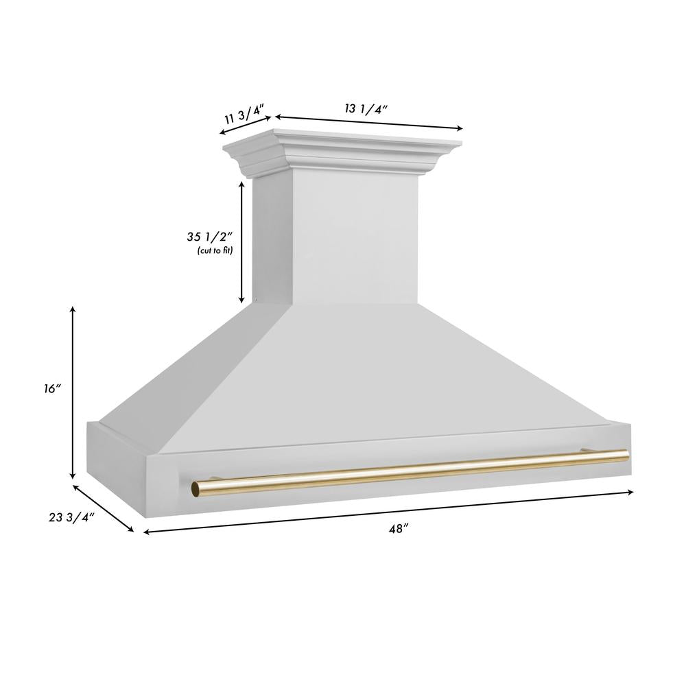 ZLINE Autograph Edition 48-inch Stainless Steel Dual Fuel Range with Range Hood & Dishwasher - Polished Gold Accents (3AKP RARHDWM48 G) | Professional Kitchen Package for Home Chefs & Modern Cooking Enthusiasts