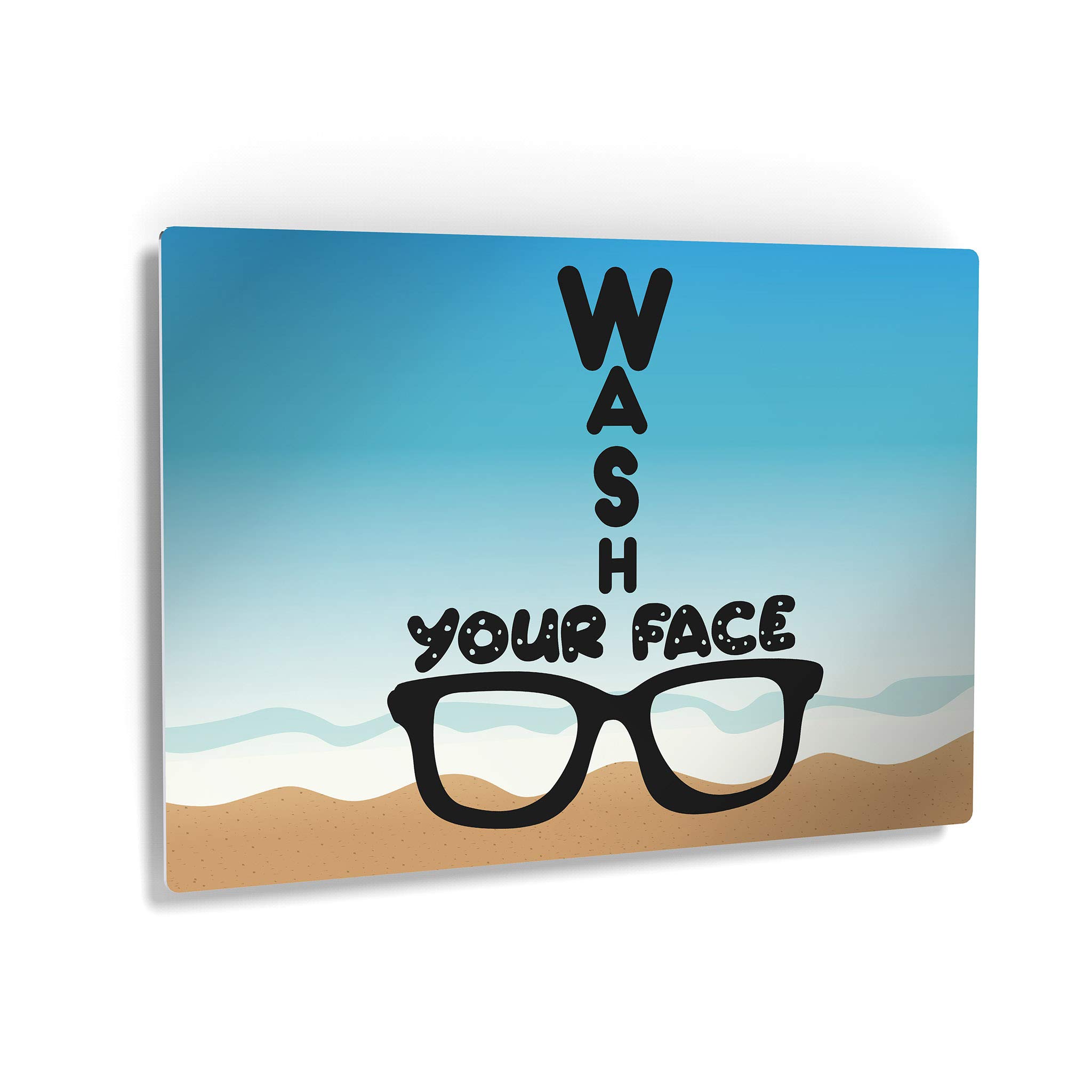 Smile Art Design 'Wash Your Face' Quote Metal Print - Funny Bathroom Sign for Kids, Nursery & Home Decor - Ready to Hang Wall Art (30x40 inches, Made in USA) - Perfect for Bathrooms, Kids' Rooms & Playrooms