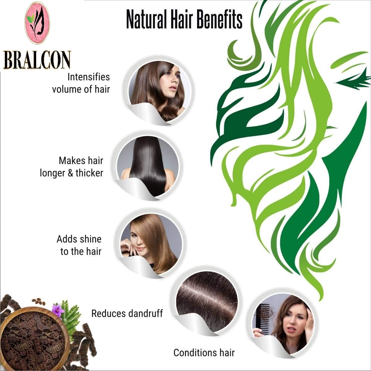 BRALCON Organic Aloe Vera Leaf Powder & Indigo Shikakai Powder for Hair Care - Natural Ayurvedic Treatment for Dandruff, Scalp Health & Hair Growth